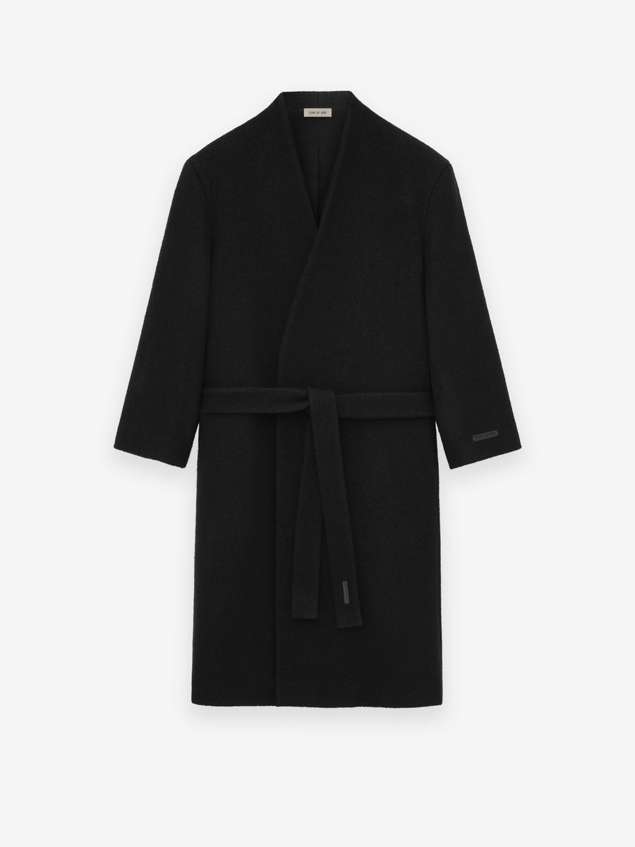 Boiled Wool Lapelless Relaxed Coat - 3