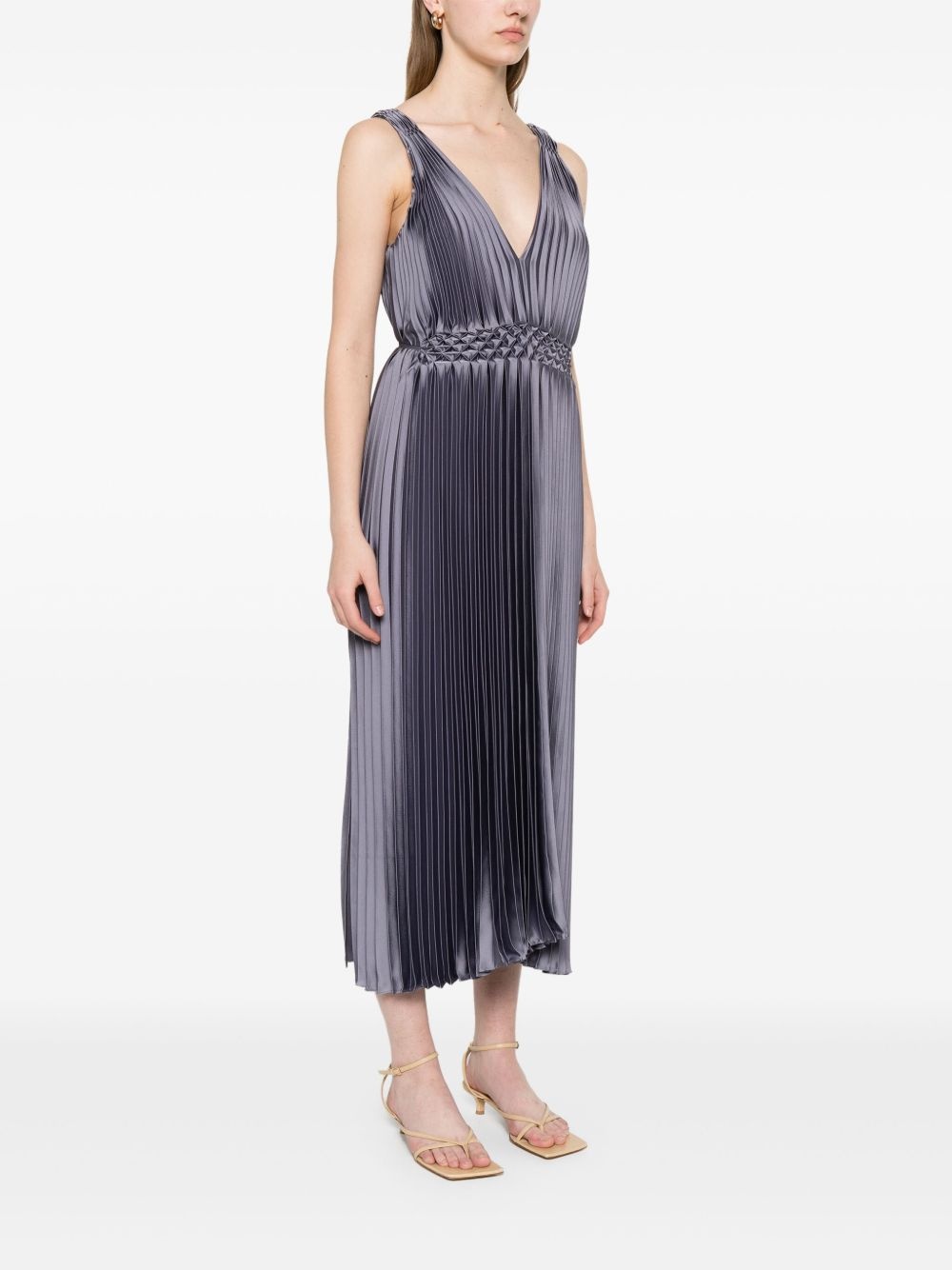 pleated satin midi dress - 3