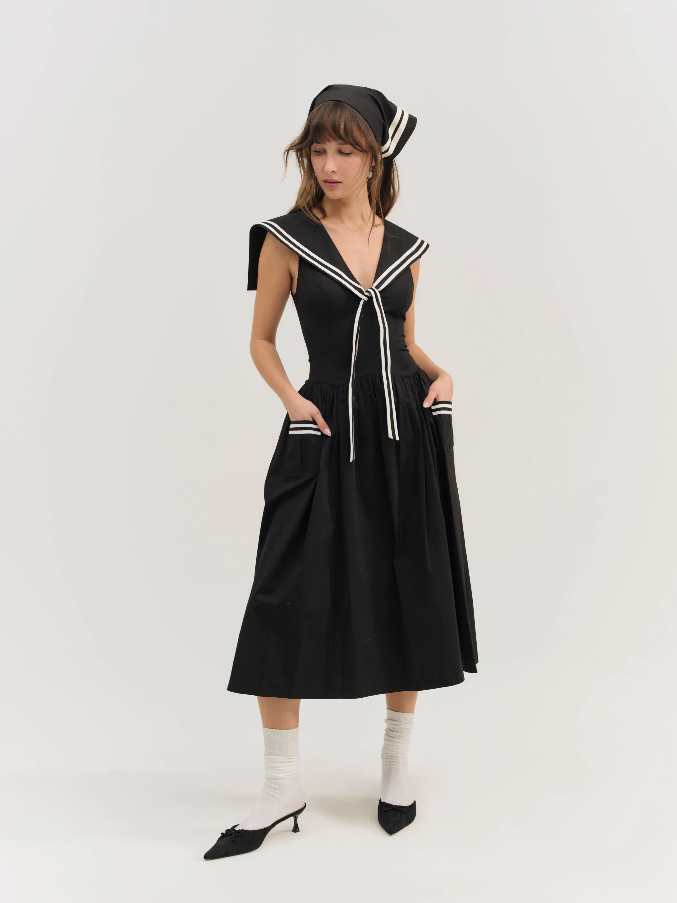 Helena Poplin Collared Midi Dress - 1