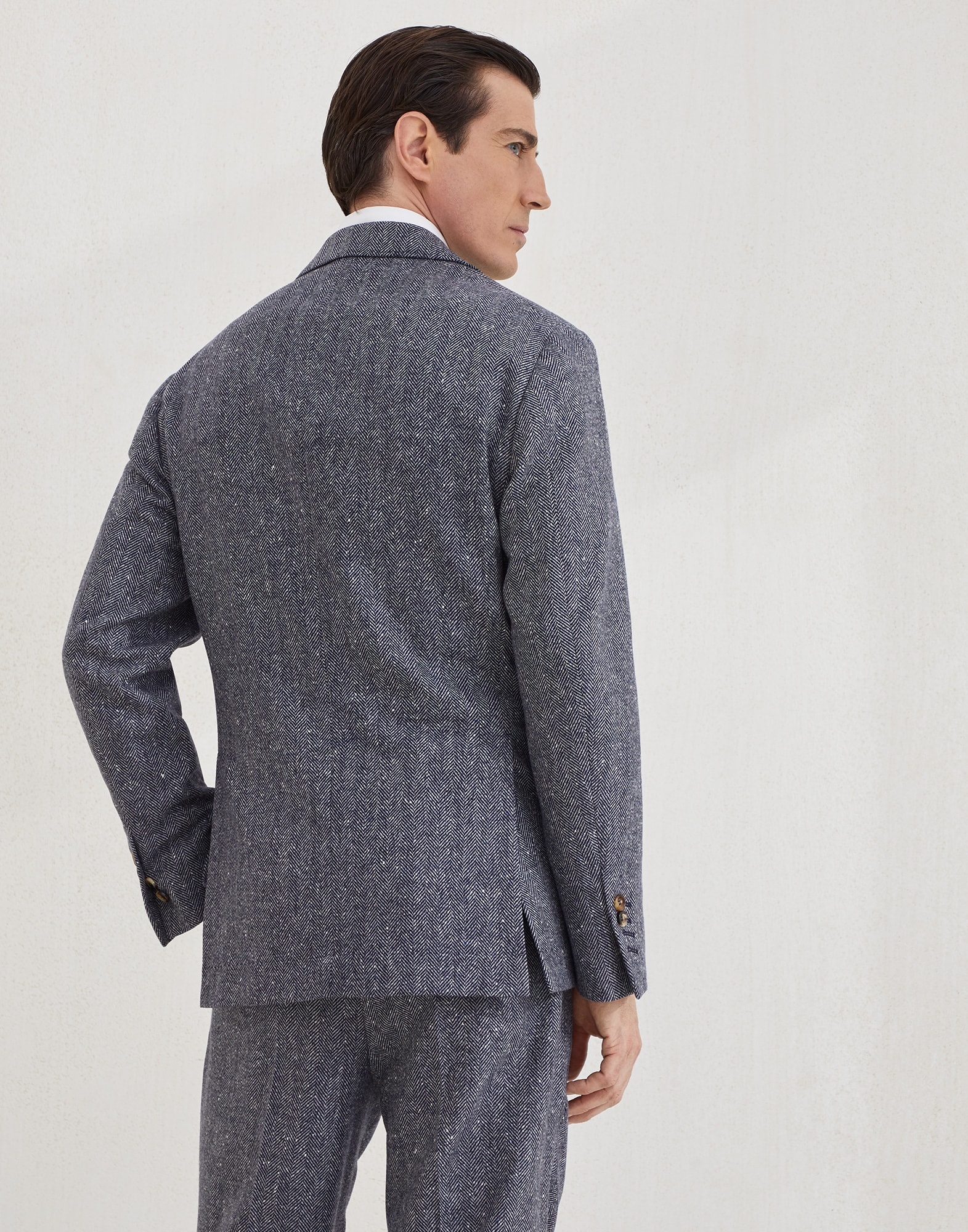 Wool and cashmere flecked chevron deconstructed Cavallo blazer - 2