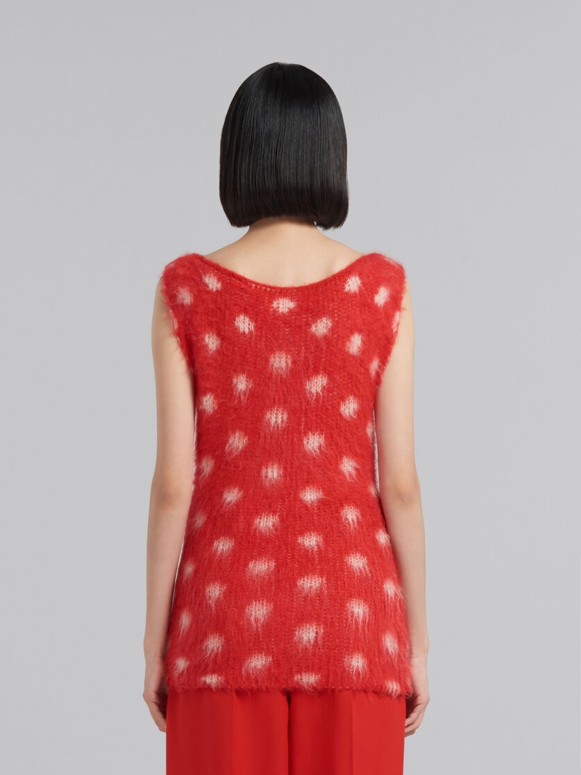 RED MOHAIR SLEEVELESS JUMPER WITH POLKA DOTS - 3