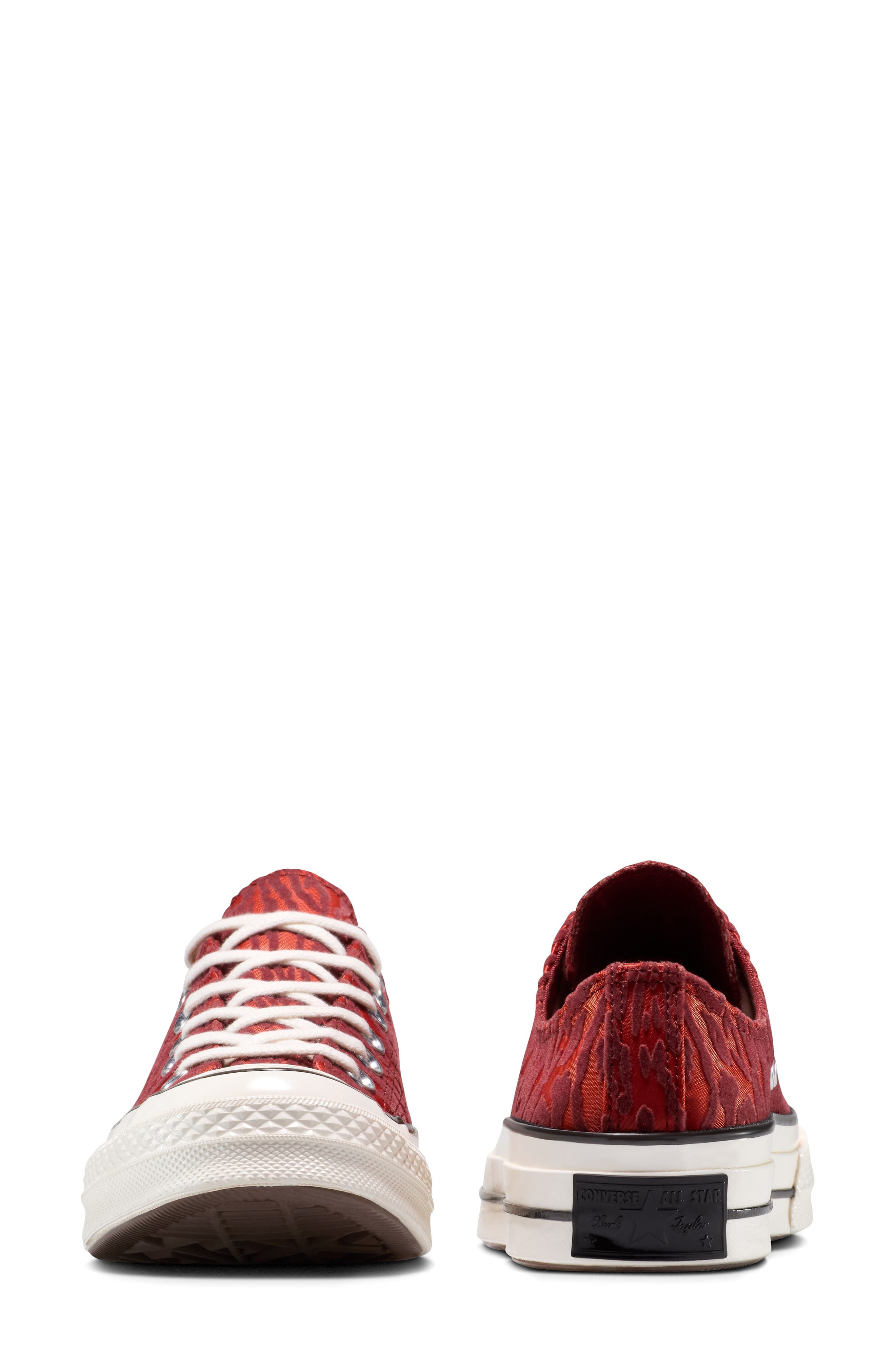 Converse Gender Inclusive Chuck 70 Leopard Flocked Satin Low Top Sneaker in Rottin Apple/By The Camp - 3