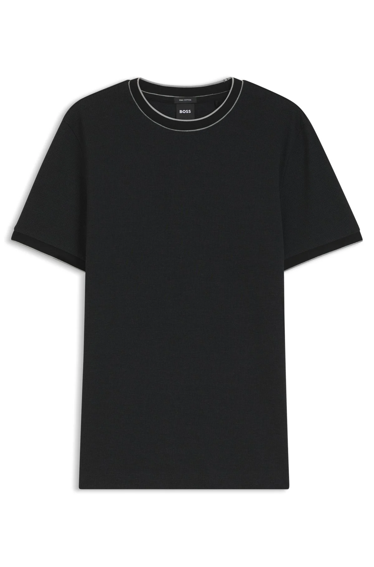 REGULAR-FIT T-SHIRT IN STRUCTURED COTTON WITH TIPPING DETAILS - 1