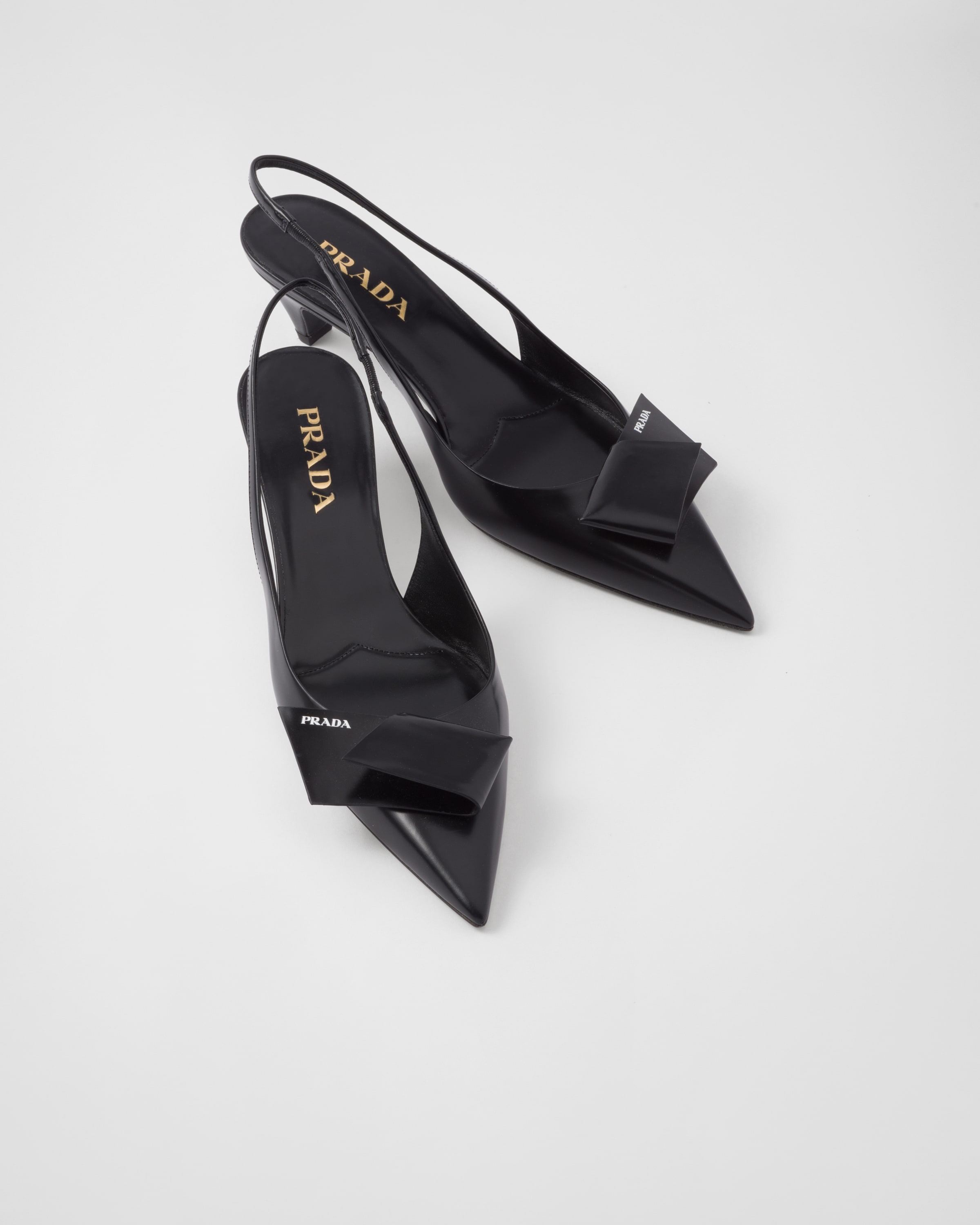 Brushed leather slingback pumps - 4