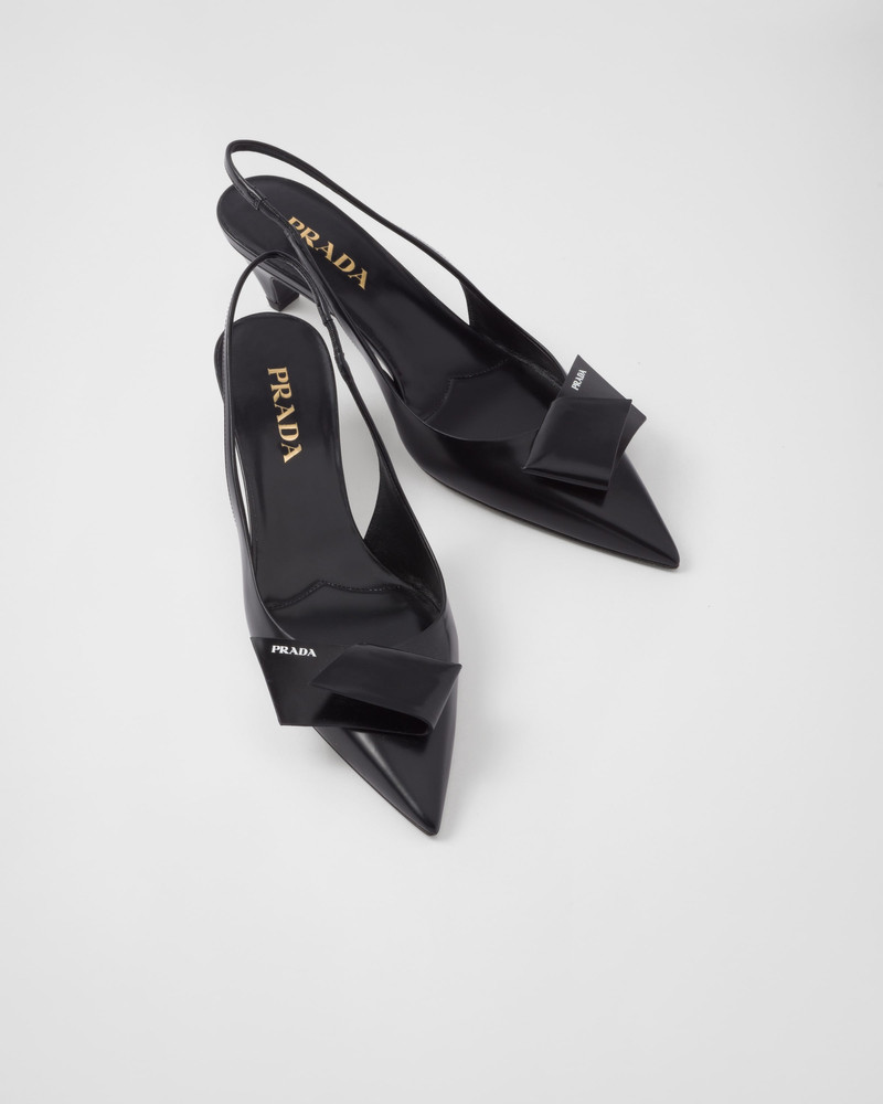 Brushed leather slingback pumps 4