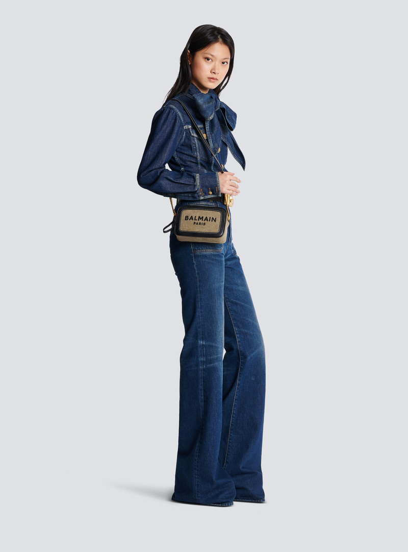 Balmain B-Army canvas and leather clutch outlook
