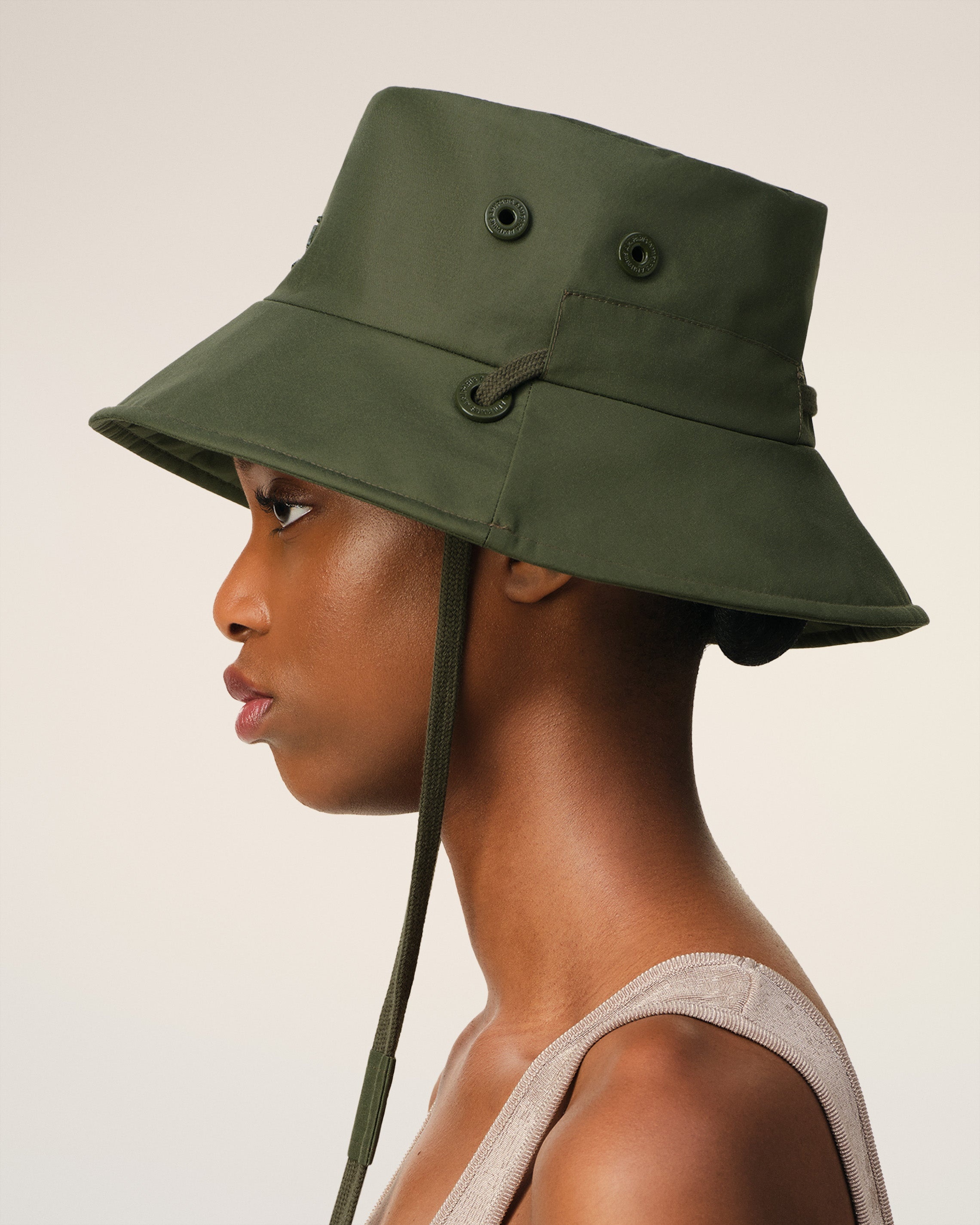 GREEN WATER-REPELLENT STRING BUCKET HAT - 5