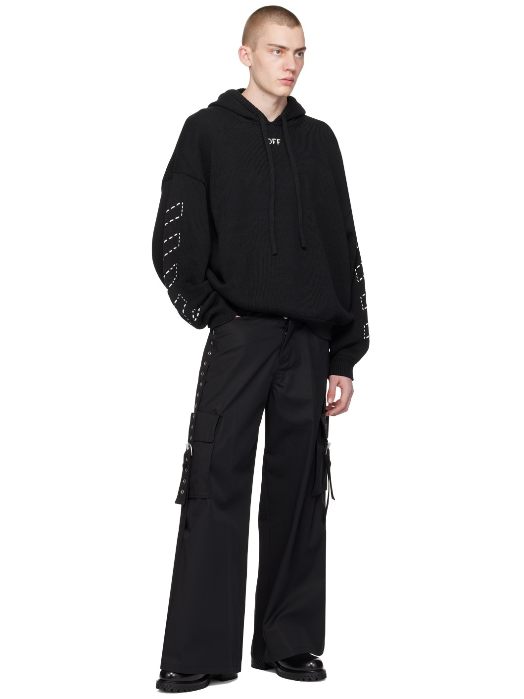 Black Buckles Cargo Pants - 4