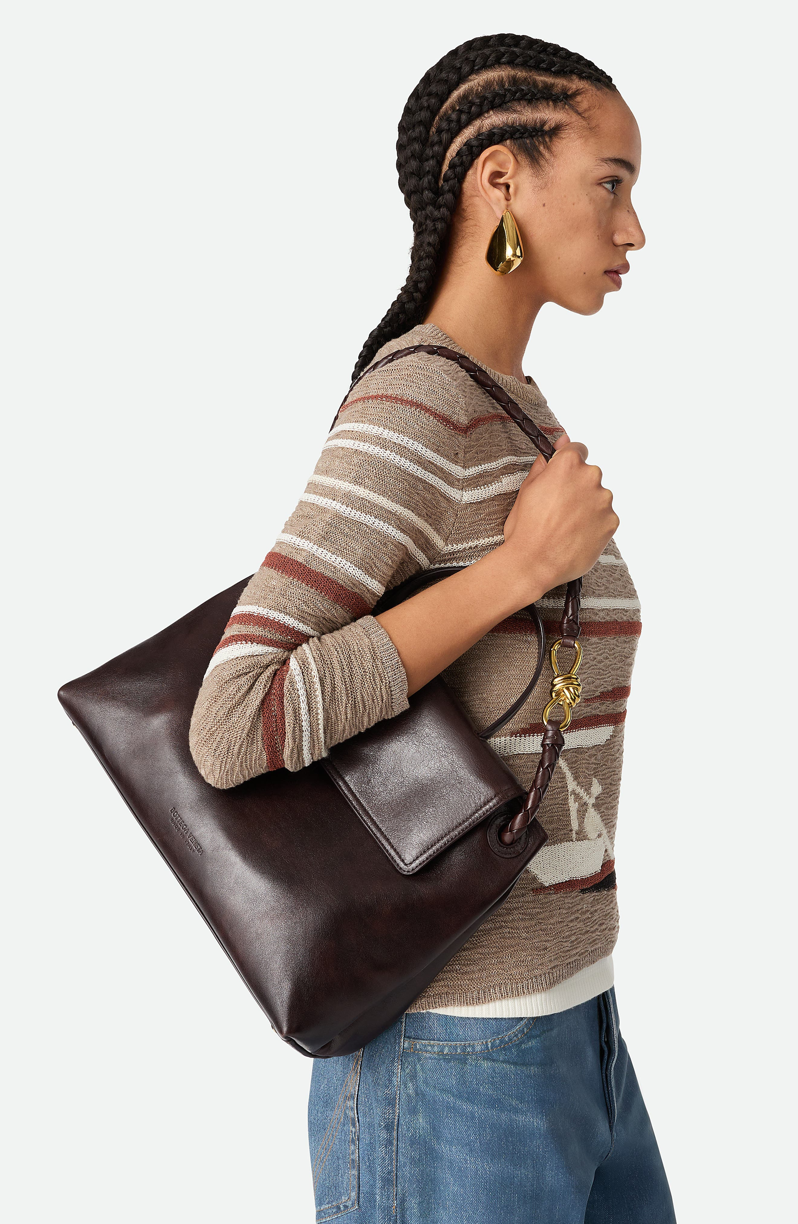 Bottega Veneta Ciao Ciao Knot Detail Leather Top Handle Bag in Dark Mahogany at Nordstrom - 3