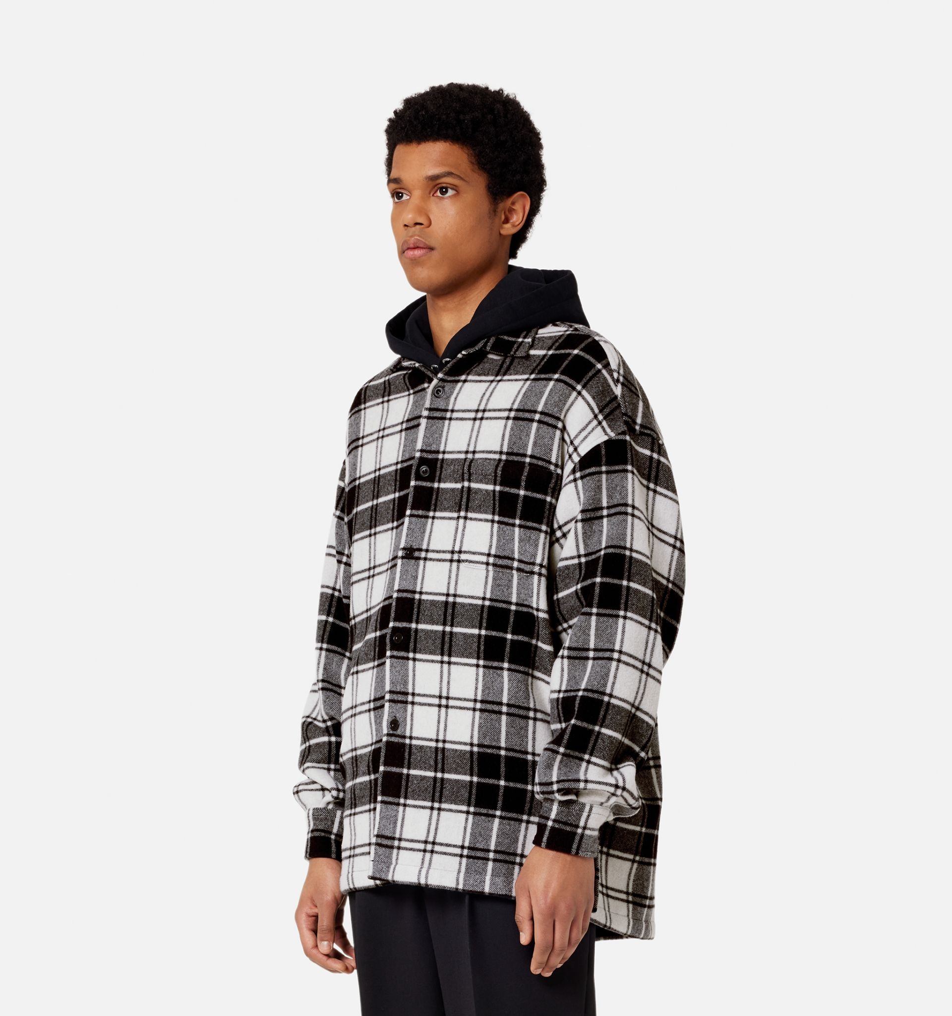 Checked Overshirt With Ami Paris Print - 4