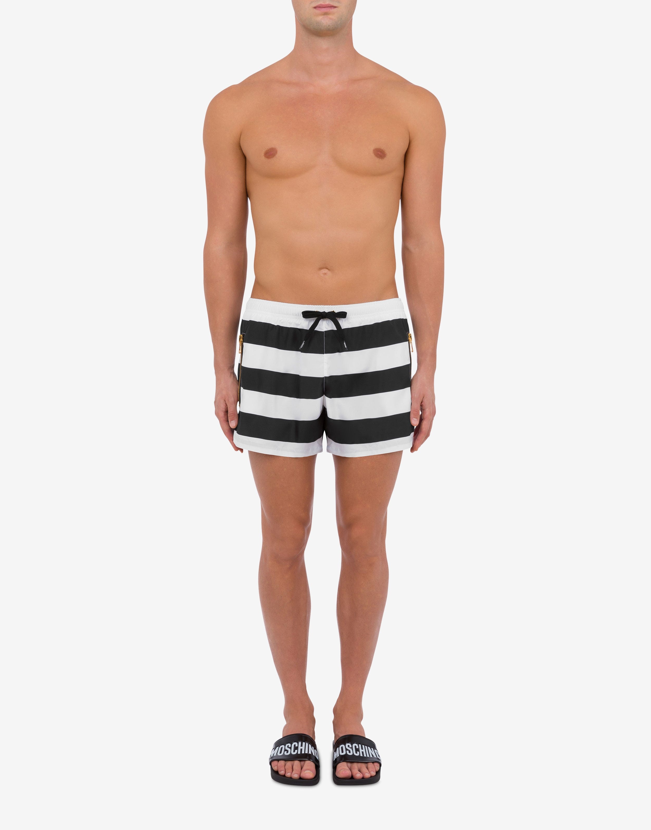 BLACK & WHITE STRIPES SWIM TRUNKS - 2