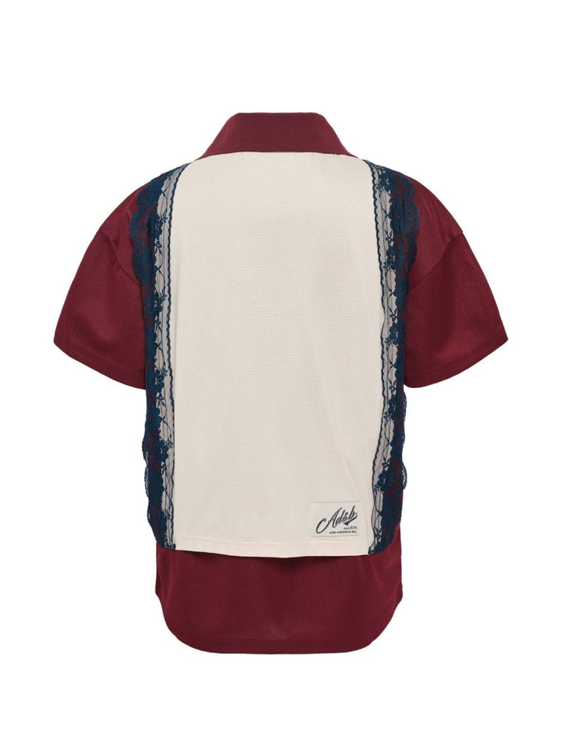 Andersson Bell lace-trim polo-collar T-shirt outlook