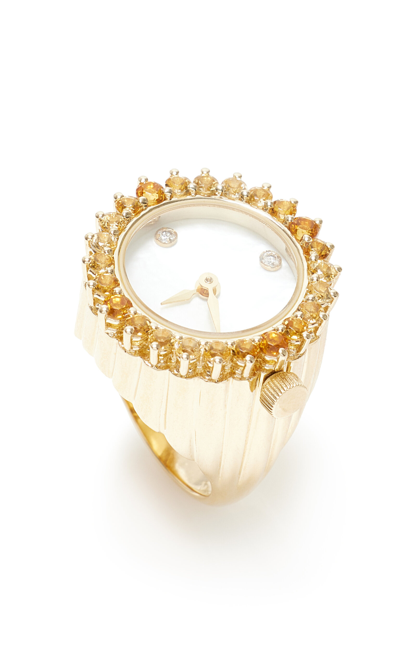 Exclusive Riviera 9K Yellow Gold Ombre Citrine Clock Ring multi - 6