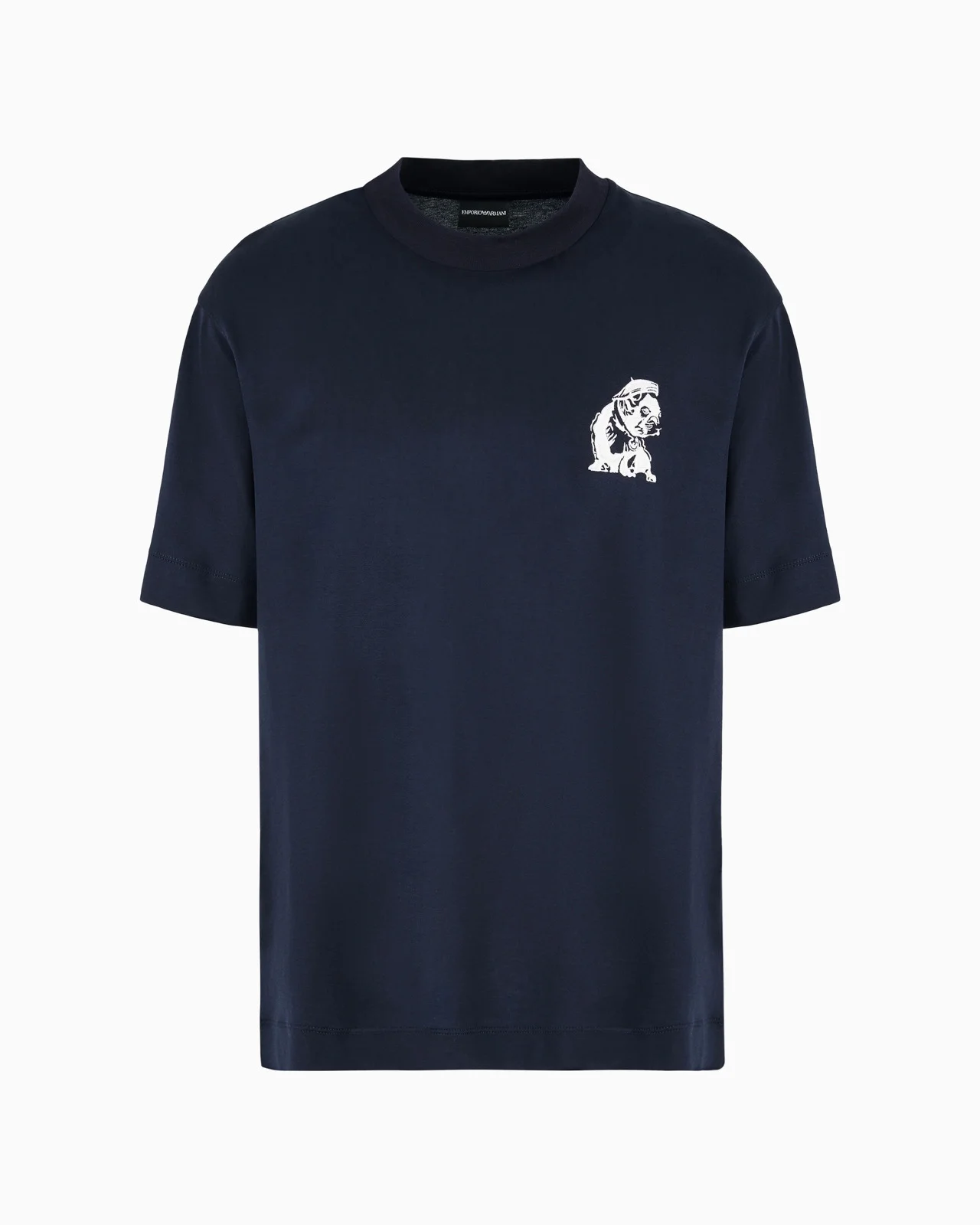 Lyocell blend-jersey T-shirt with ASV French bulldog embroidery - 1