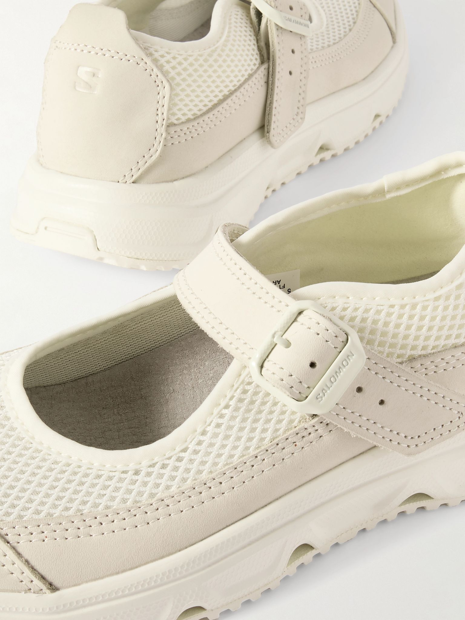 RX Marie-Jeanne leather-trimmed mesh sandals Cream - 4