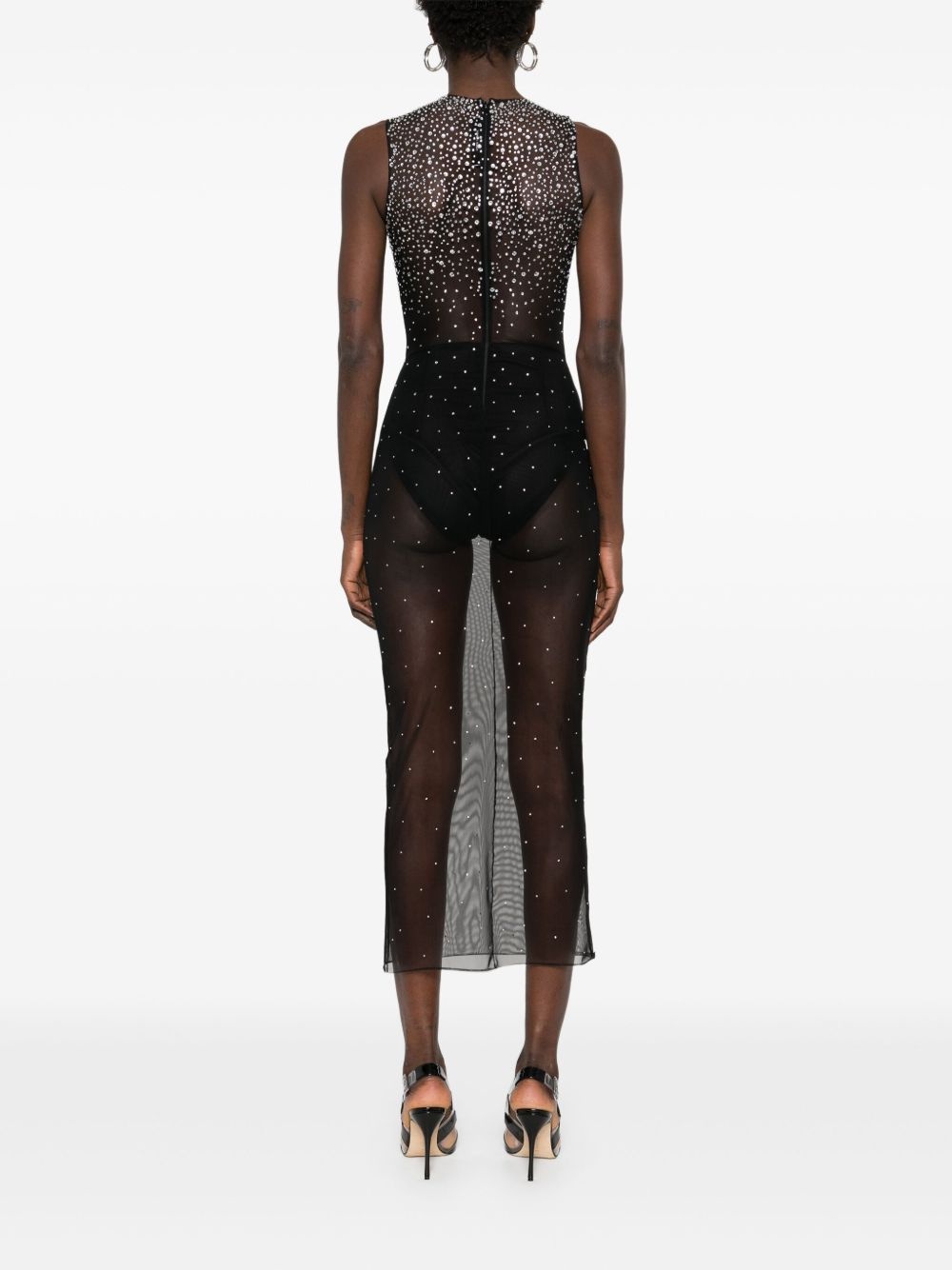 crystal mesh midi dress - 4