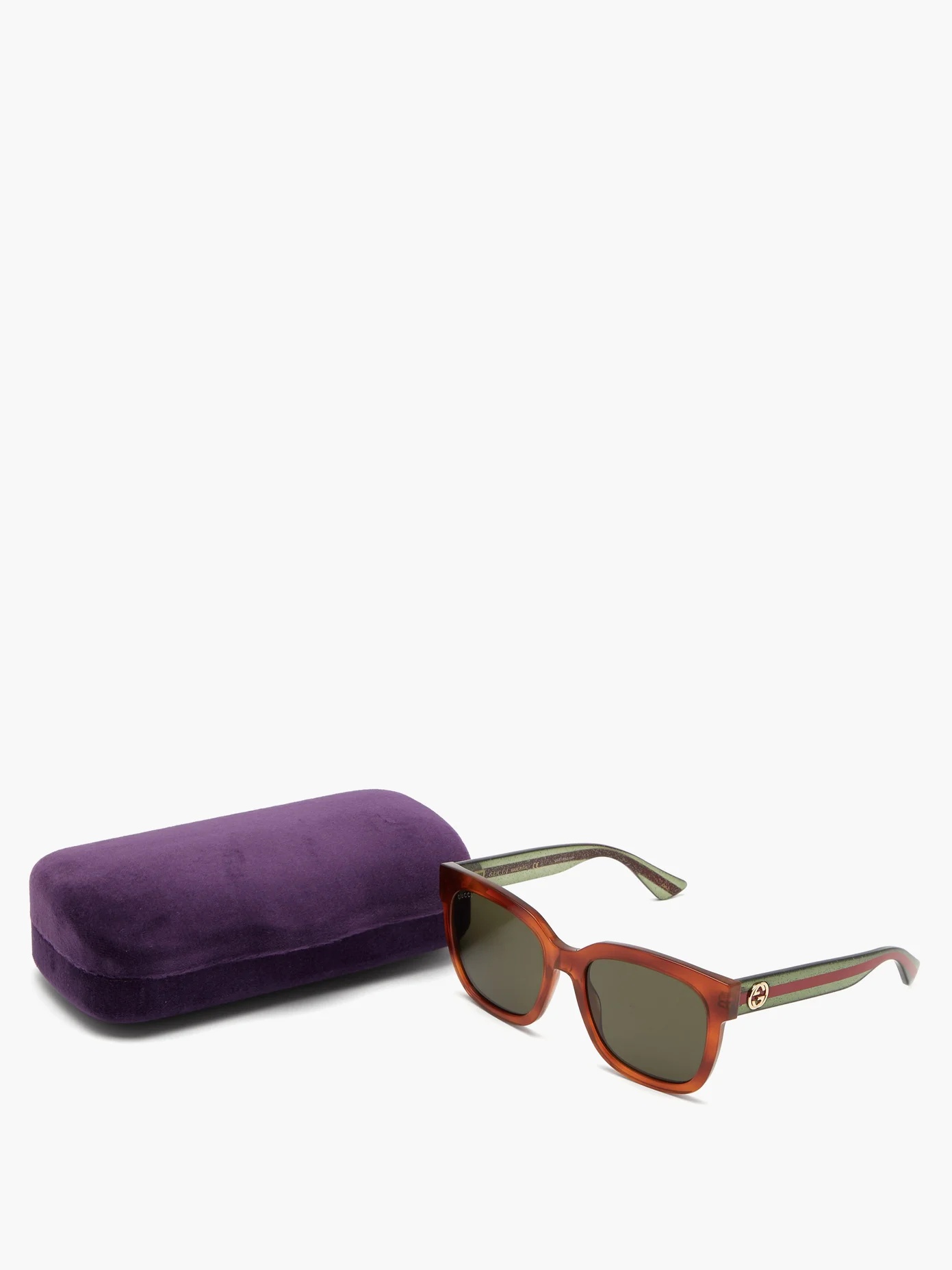 Web-stripe square acetate sunglasses - 5