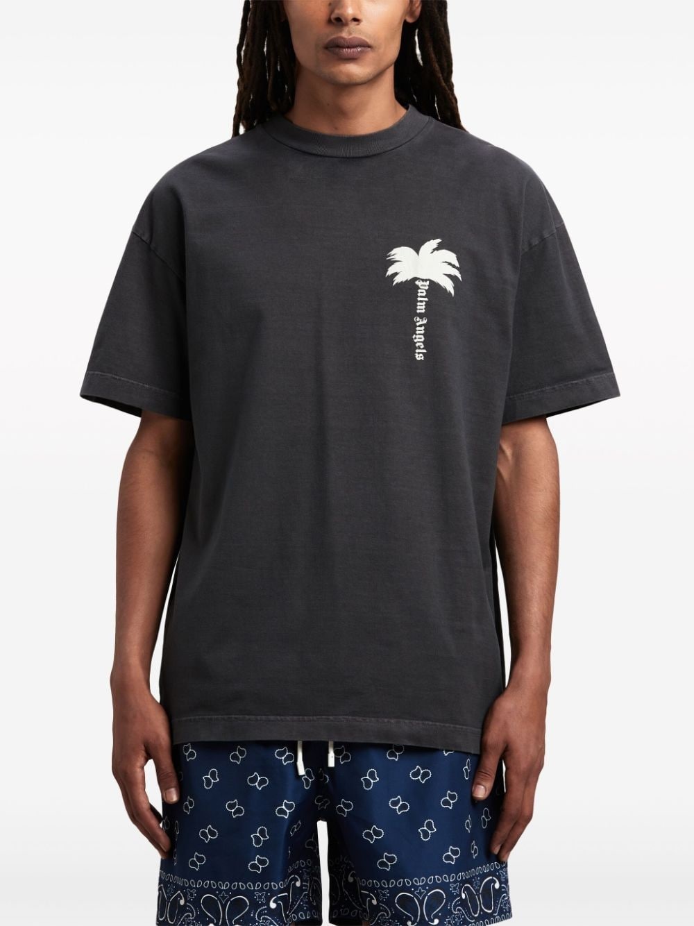 Palm tree-print cotton T-shirt - 3