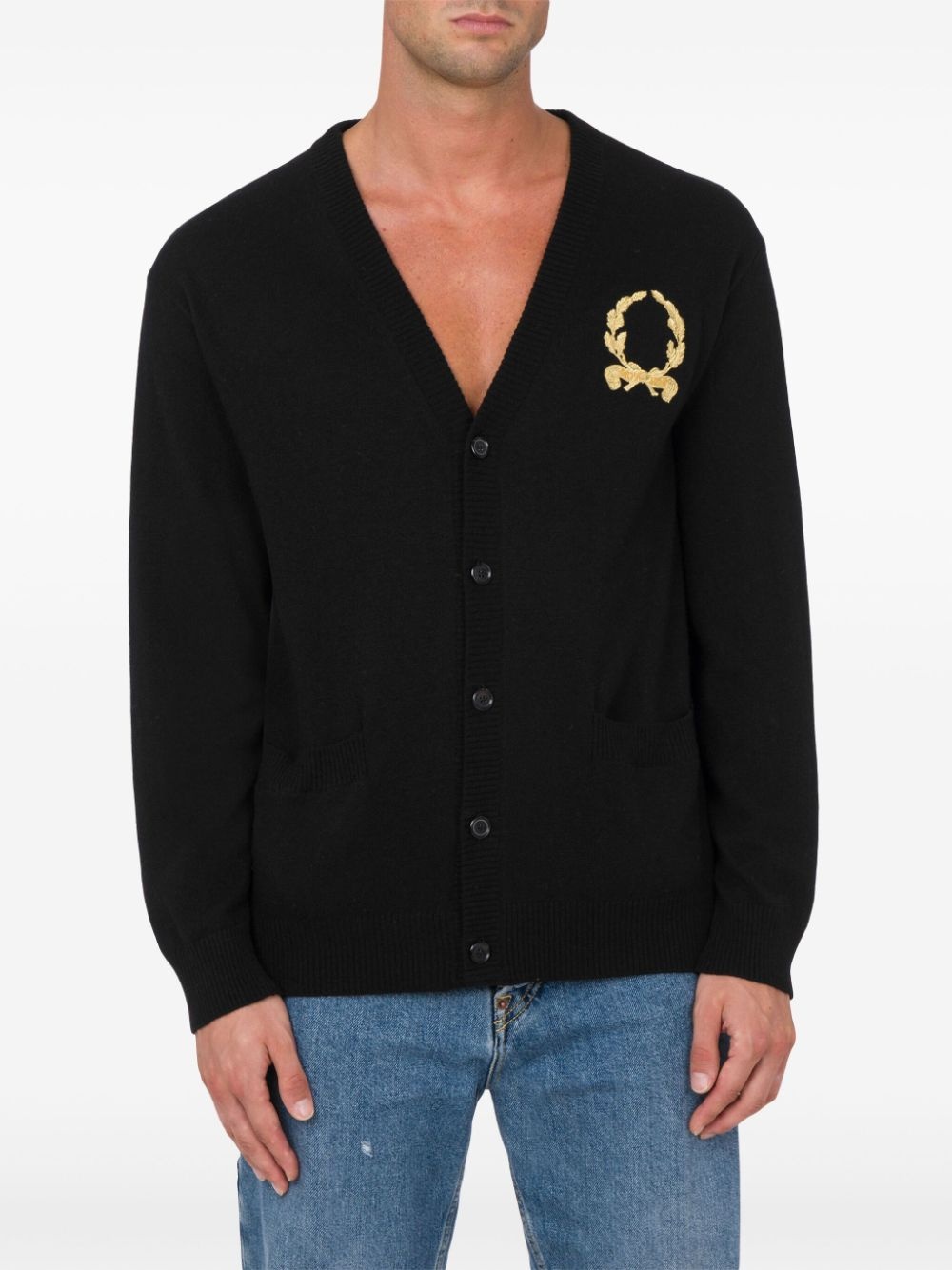 logo-embroidered cardigan - 2
