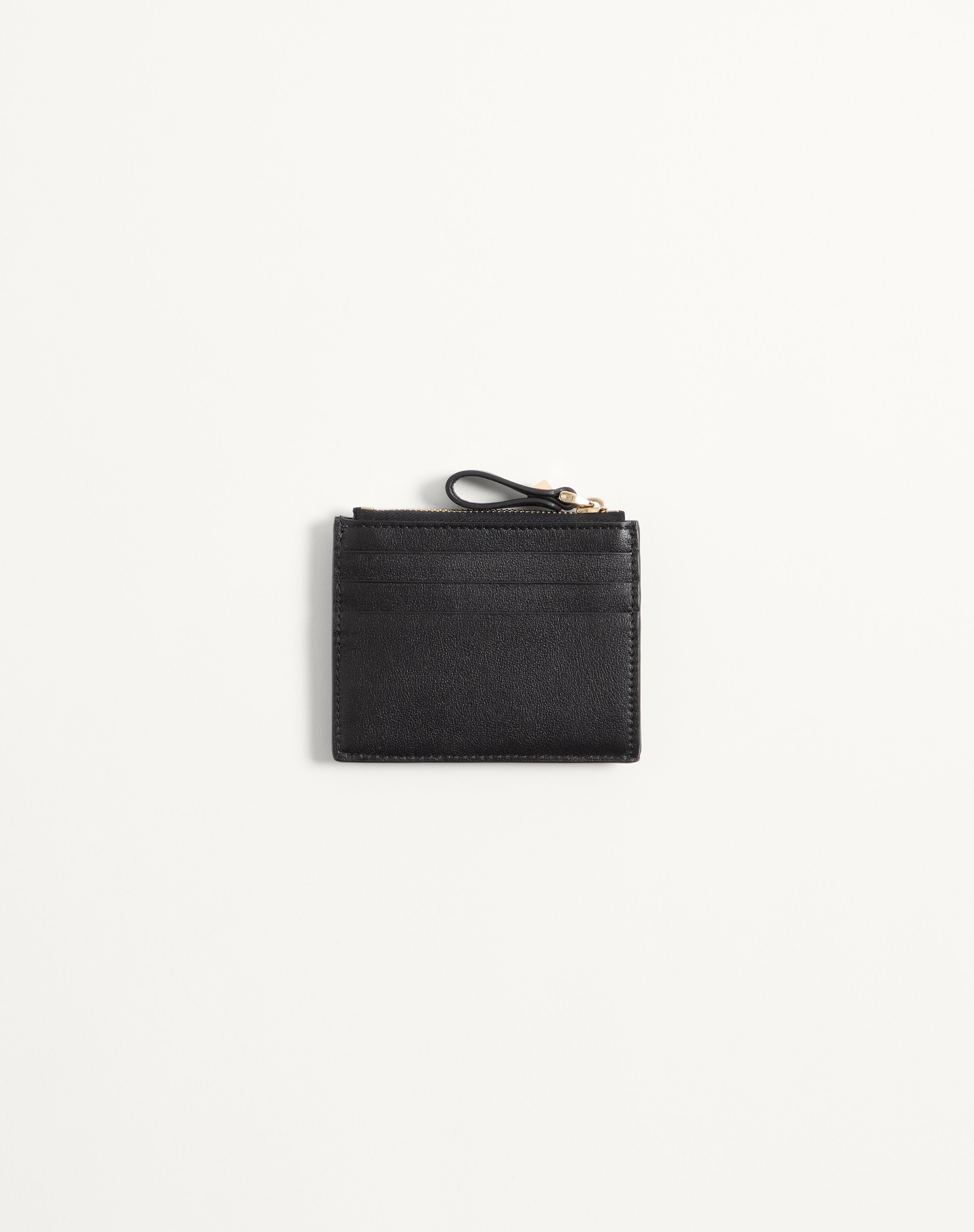 ROCKSTUD CALFSKIN CARDHOLDER WITH ZIPPER - 3