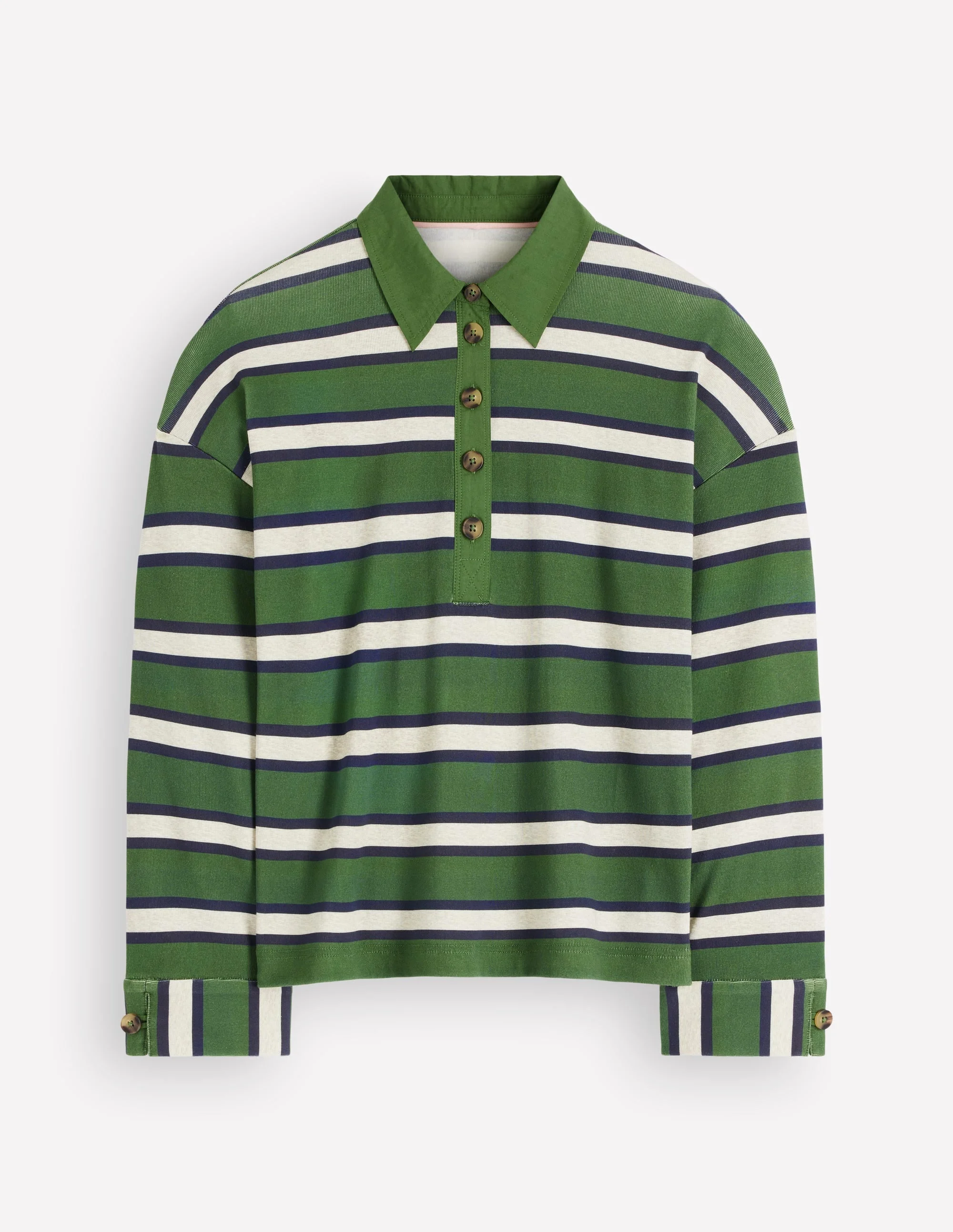 Collar Button Striped Breton-Chive and Navy Stripe - 1