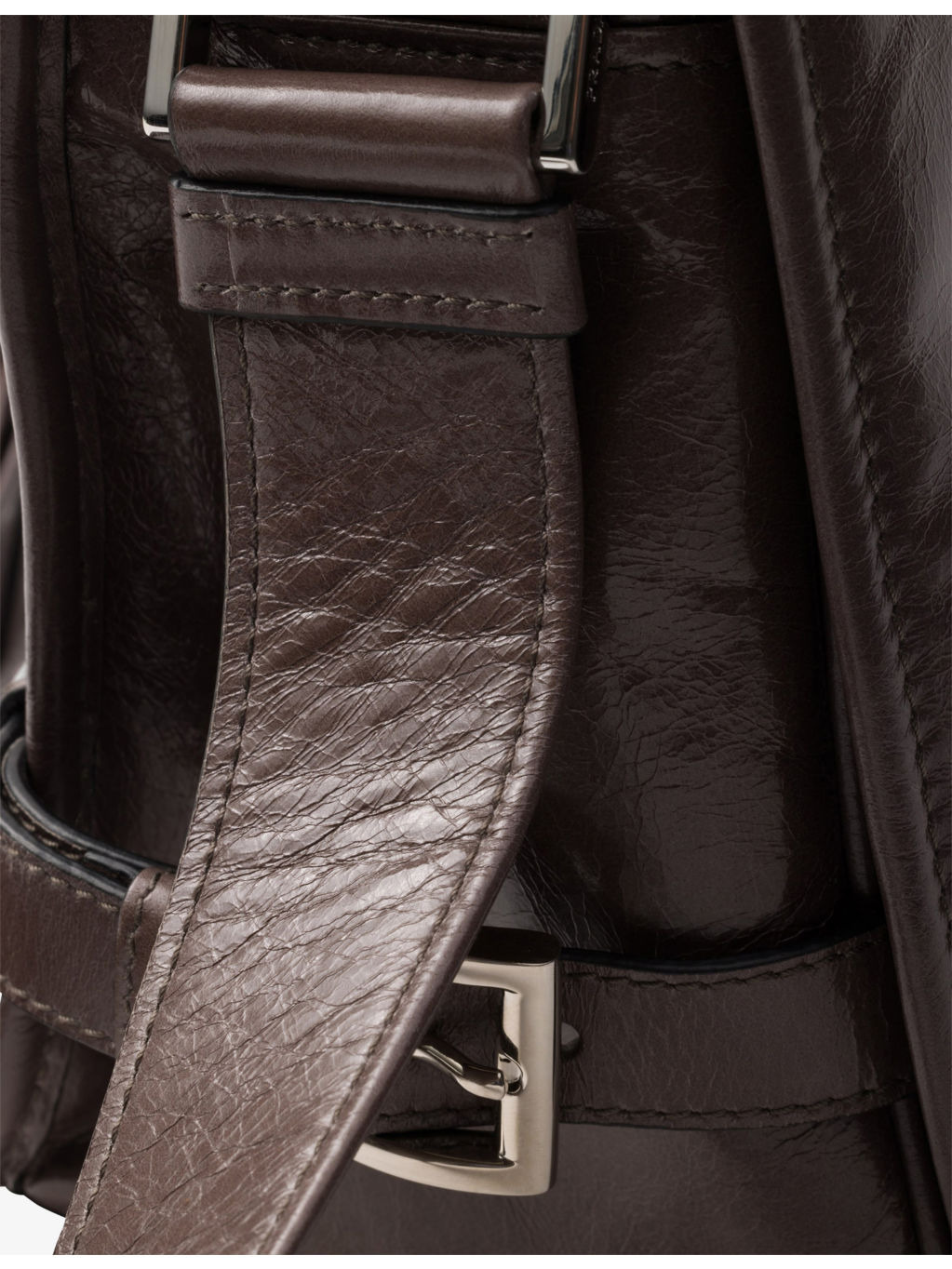 Branded-Plaque Patent-Leather Shoulder Bag - 2