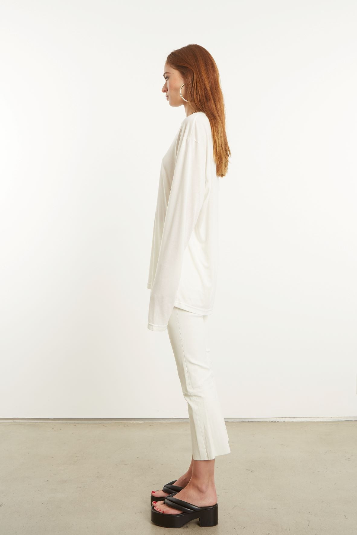 WHITE LONG SLEEVE OVERSIZED TEE - 3