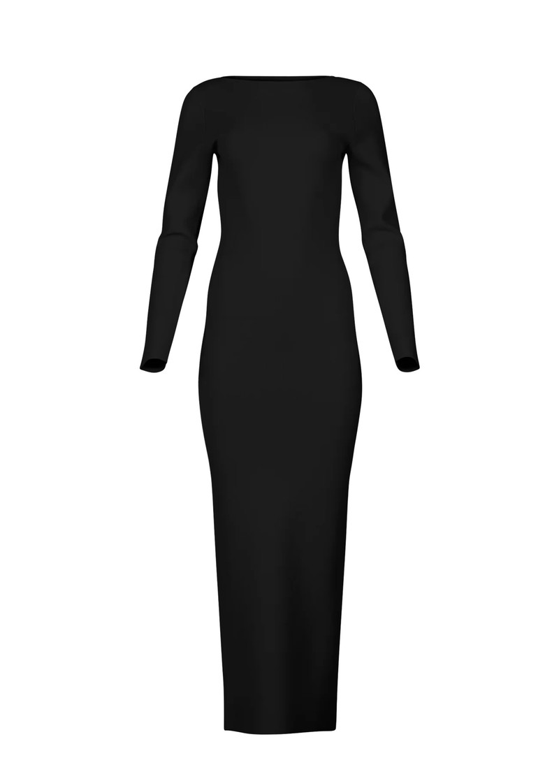 BOAT NECK MIDI DRESS BLACK 1