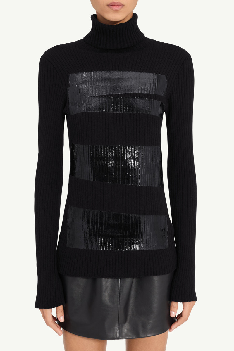 Taped wool turtleneck dress 4