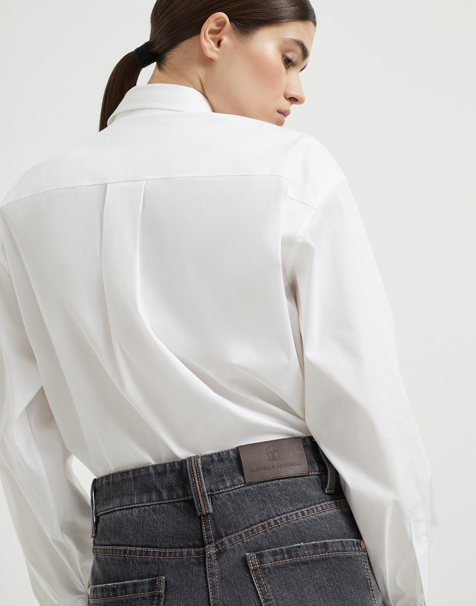 Authentic denim square trousers with monili - 3