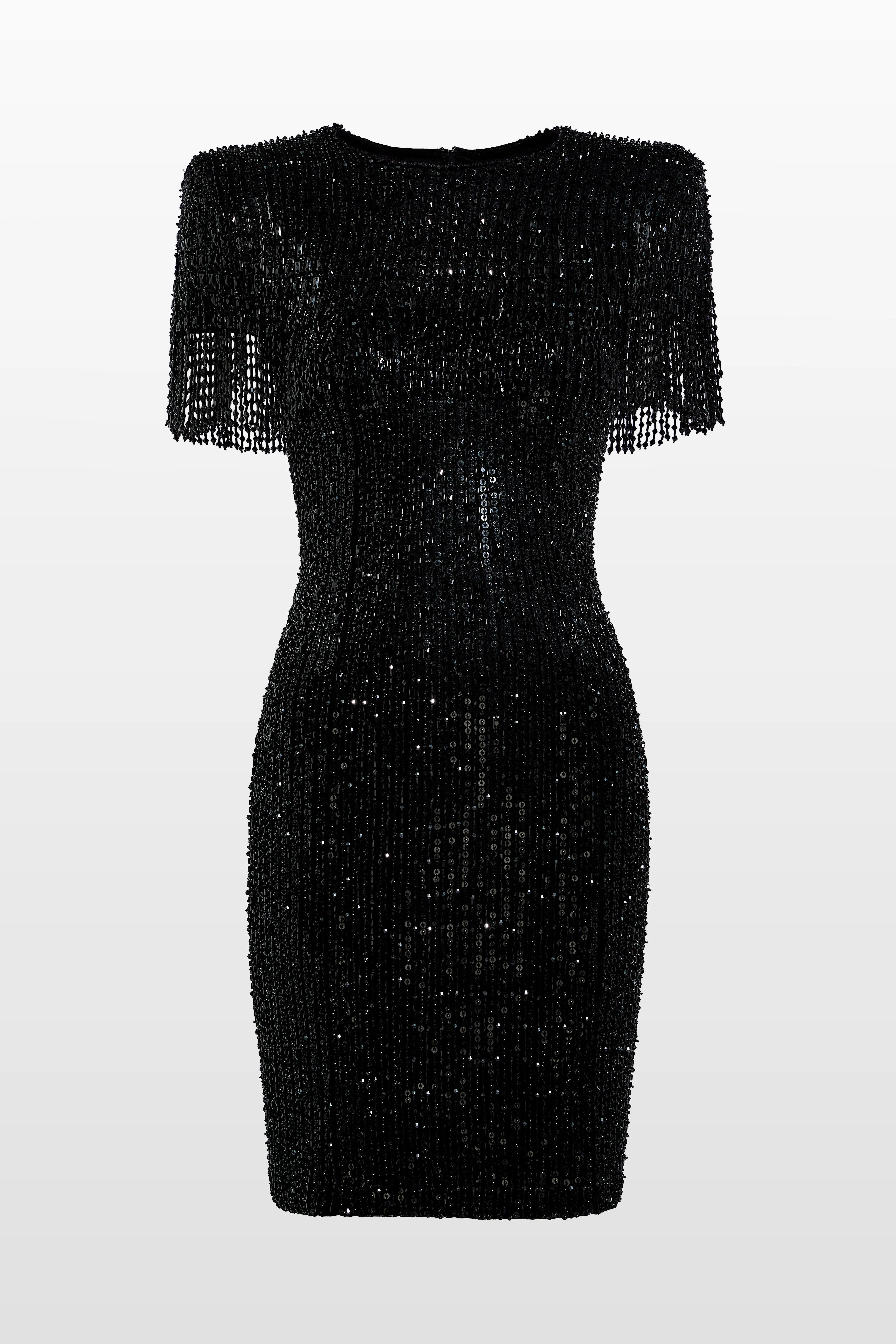 Jenny Packham Swish Sequin-Embellished Beaded Mini Dress in Liquorice at Nordstrom - 1