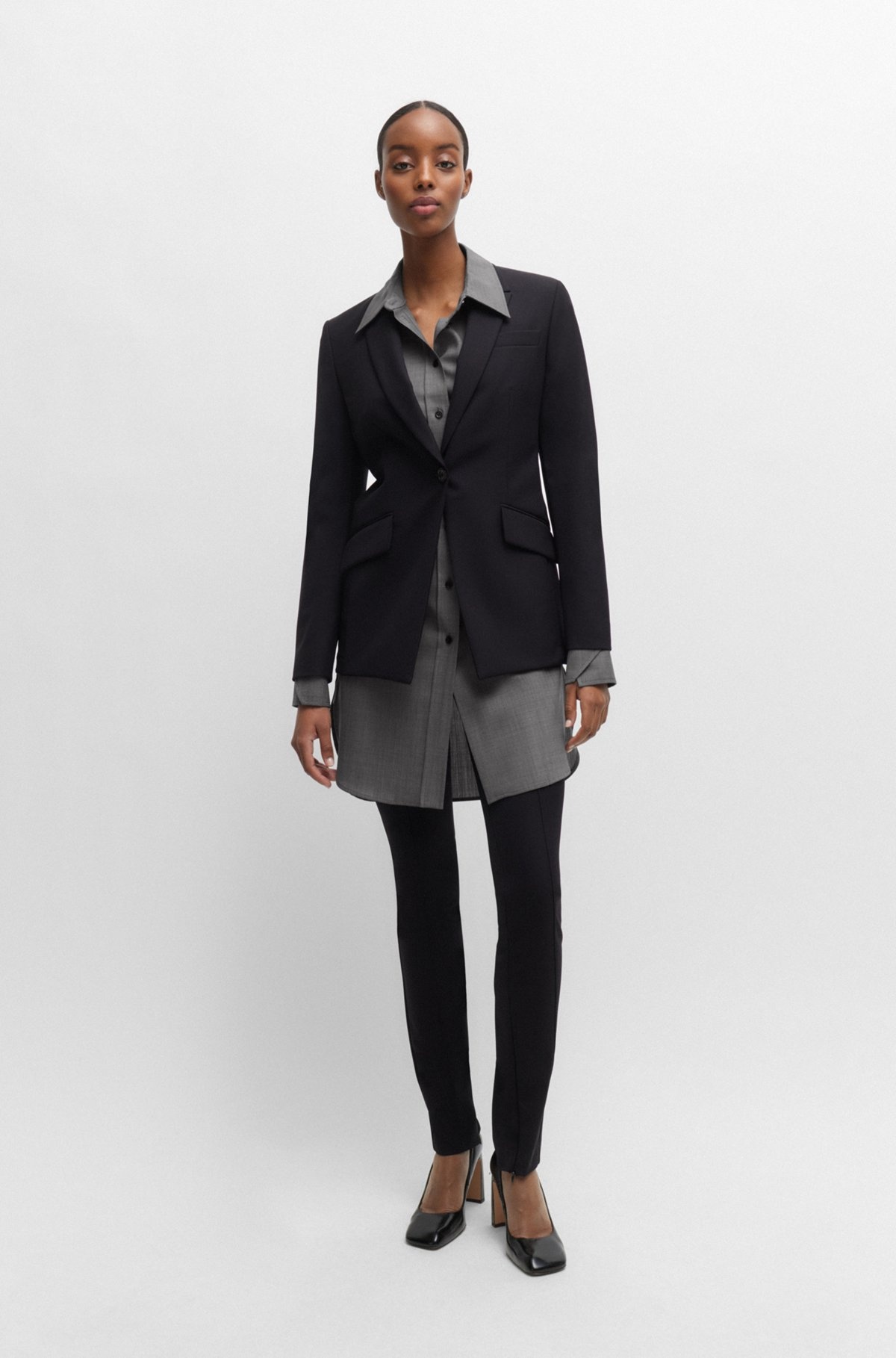 RELAXED-FIT BLOUSE IN ITALIAN VIRGIN-WOOL SHARKSKIN - 3
