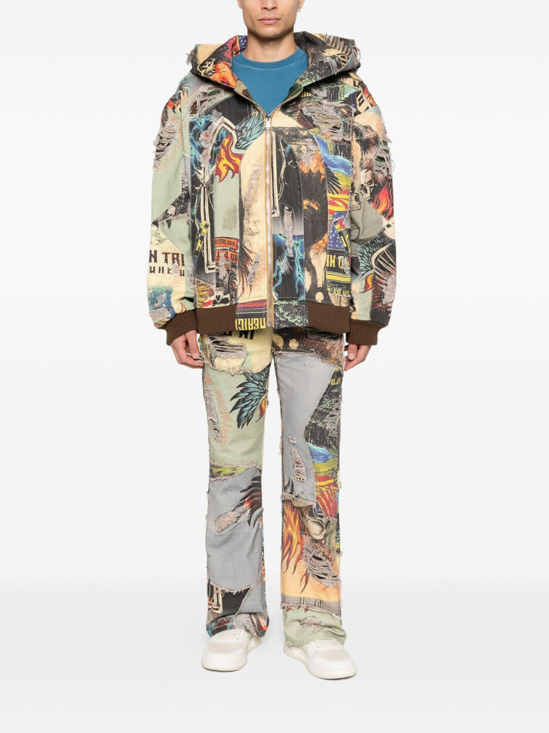 WHO DECIDES WAR patchwork ripped denim outlook