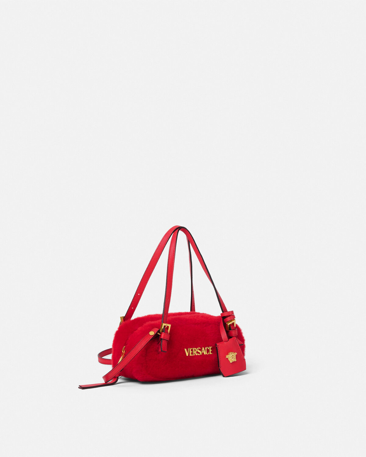 Versace Tag Shearling Bowling Mini Bag - 2