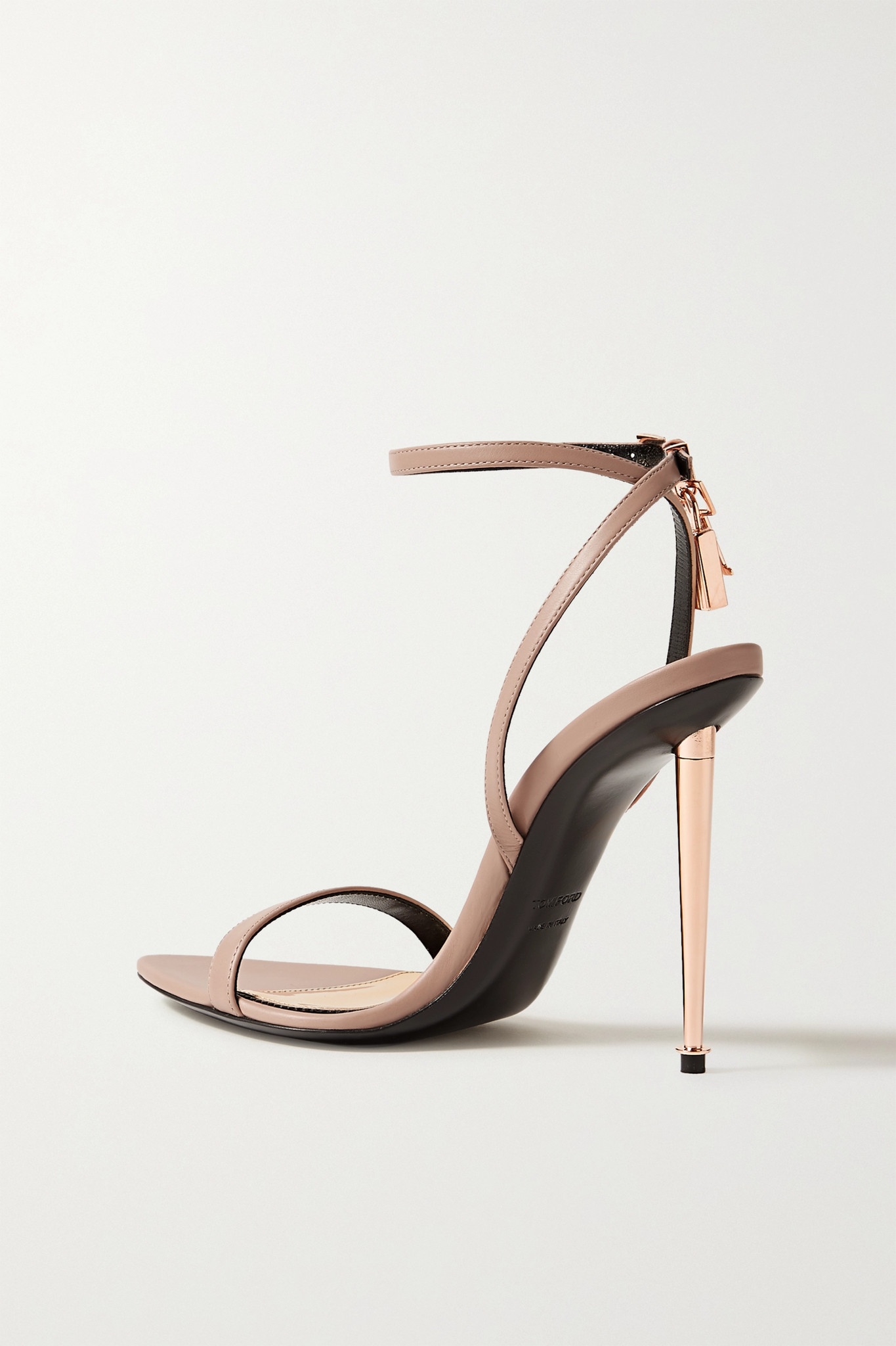 Padlock embellished croc-effect leather sandals - 3