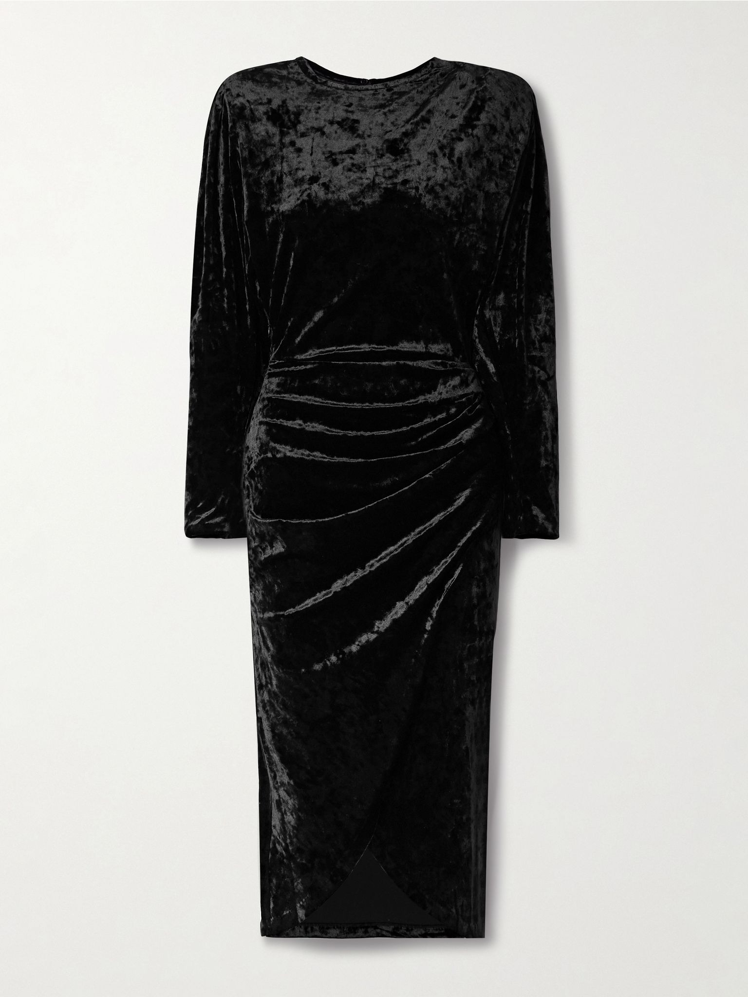 Hadley wrap-effect velvet midi dress Black - 1