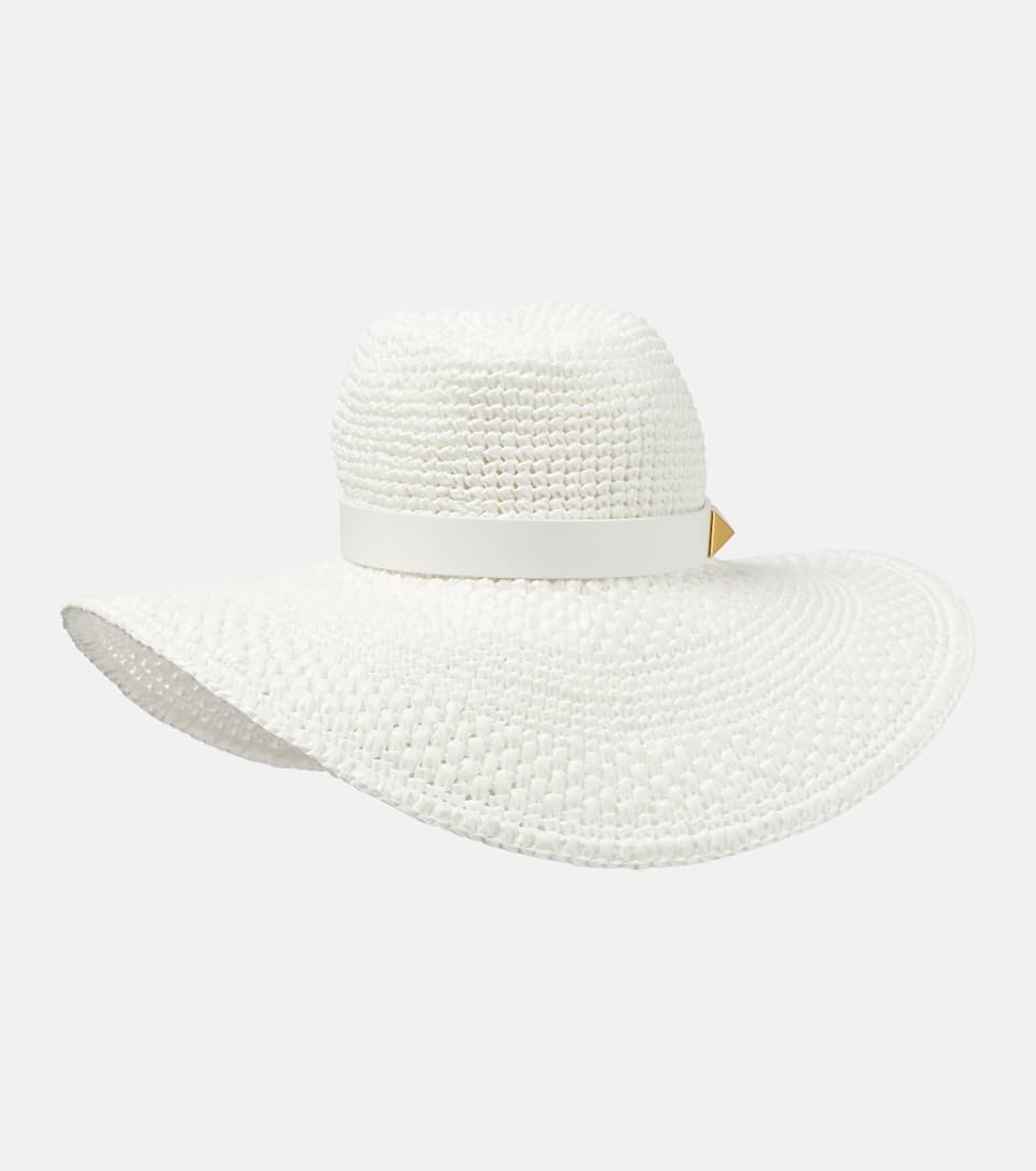 Roman Stud leather-trimmed sun hat - 1