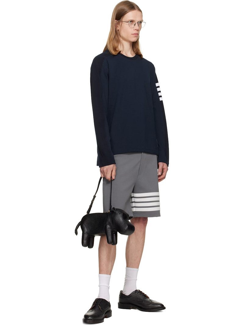 Thom Browne Navy Milano Cotton 4-Bar T-shirt outlook