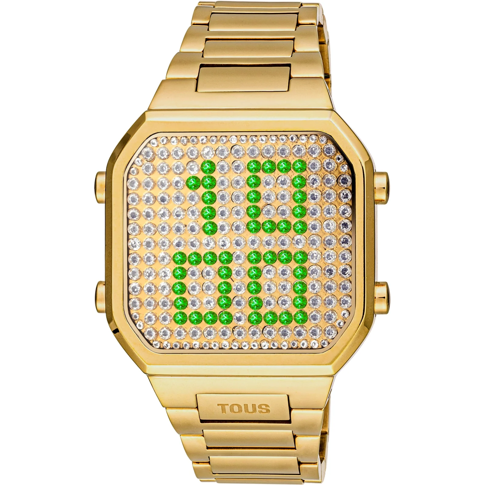 Digital Watch with gold-colored IPG steel bracelet and case with LEDs D-BEAR - 1