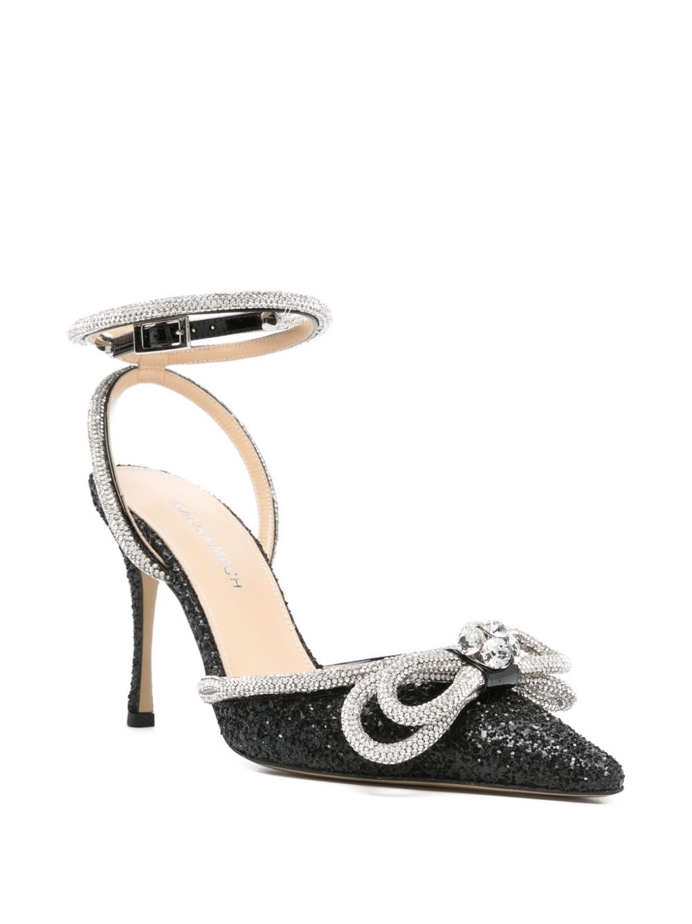 110mm crystal-embellished bow heeled pumps - 2
