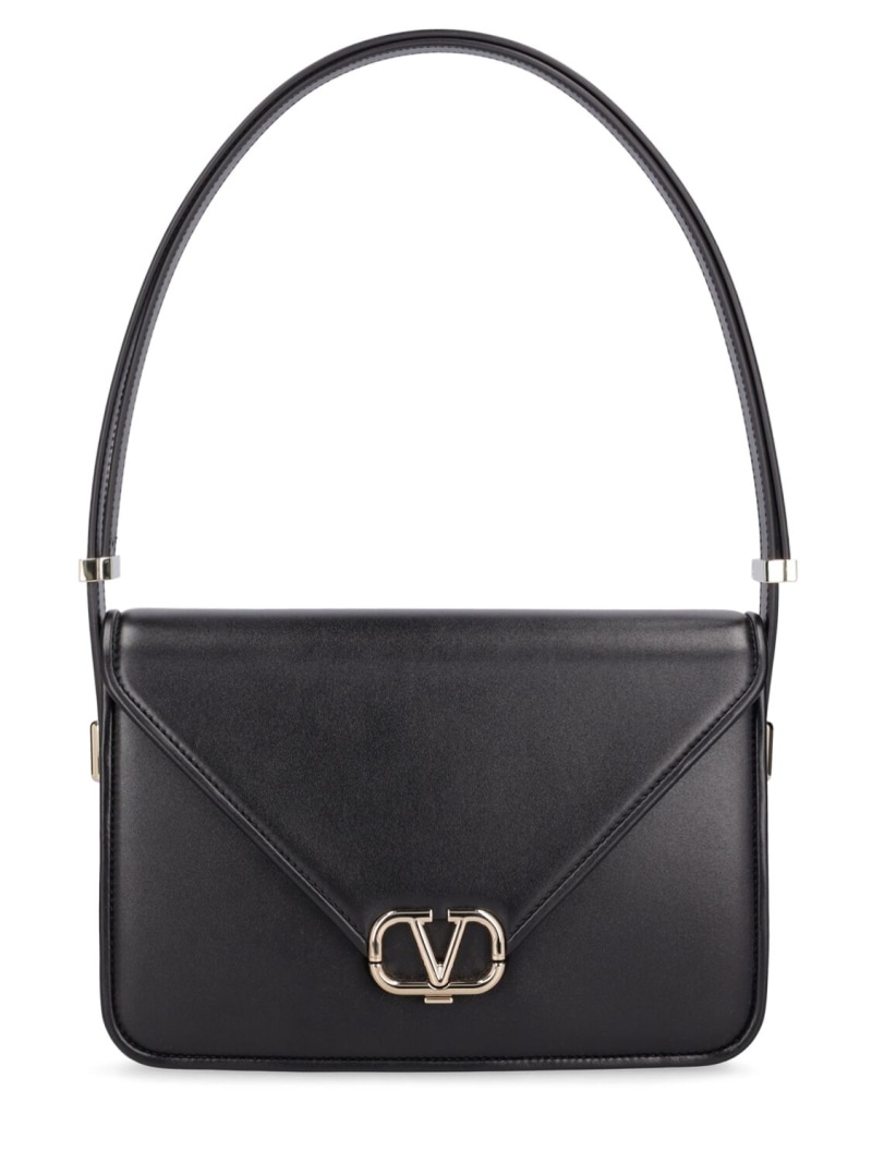 V logo leather shoulder bag - 1