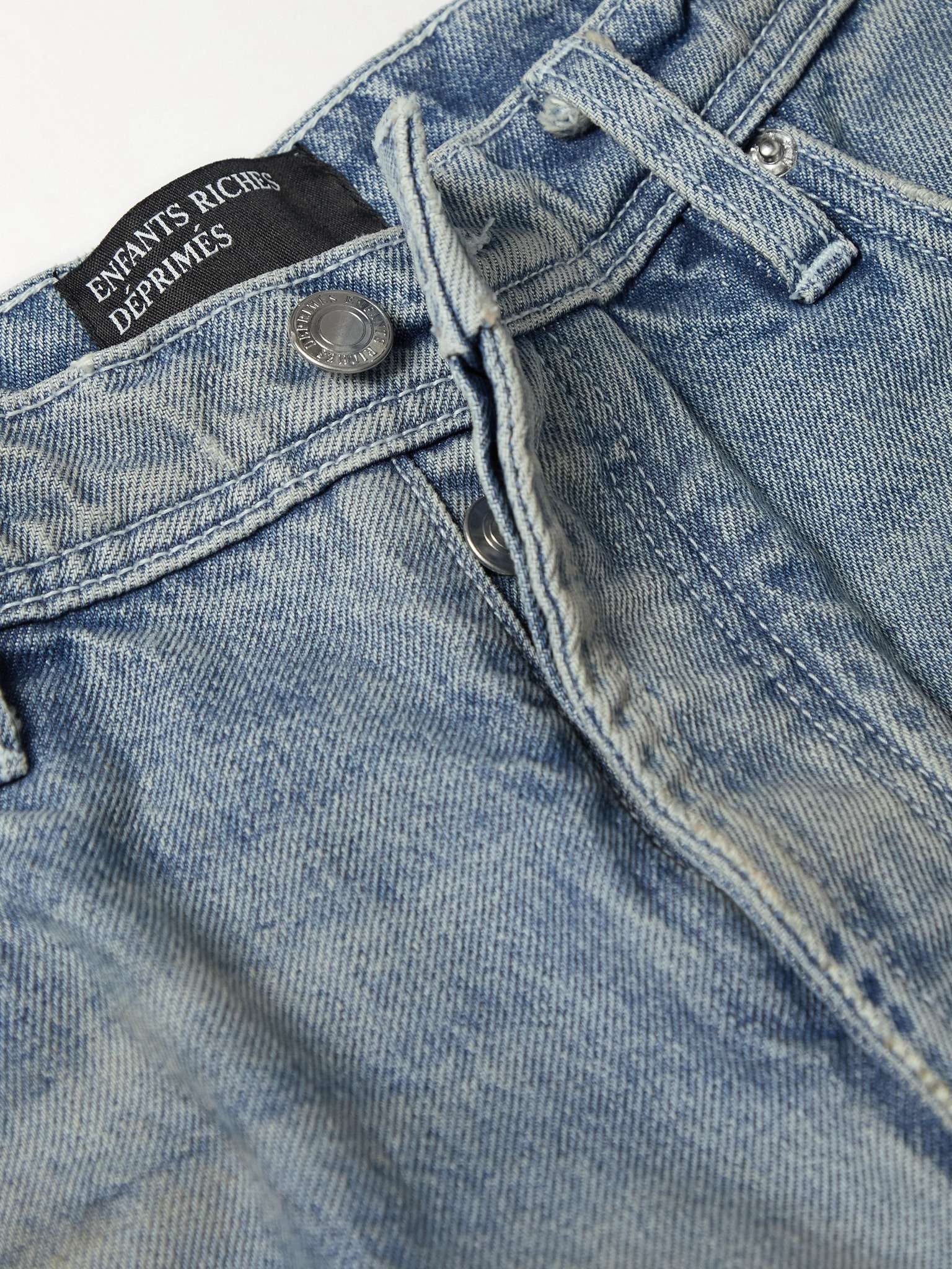Embellished Leather-Panelled Distressed Jeans - 3