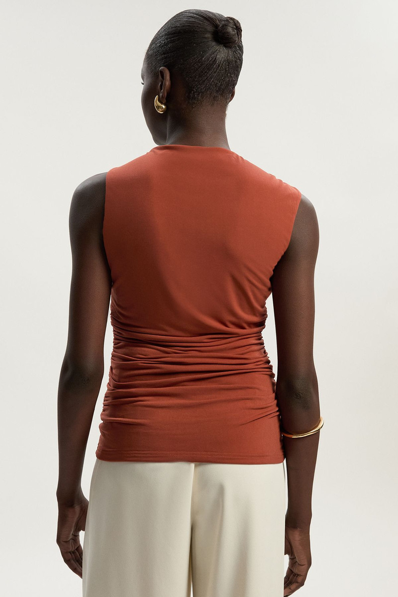 Drapey Crepe Trim Detail Ruched Top 5