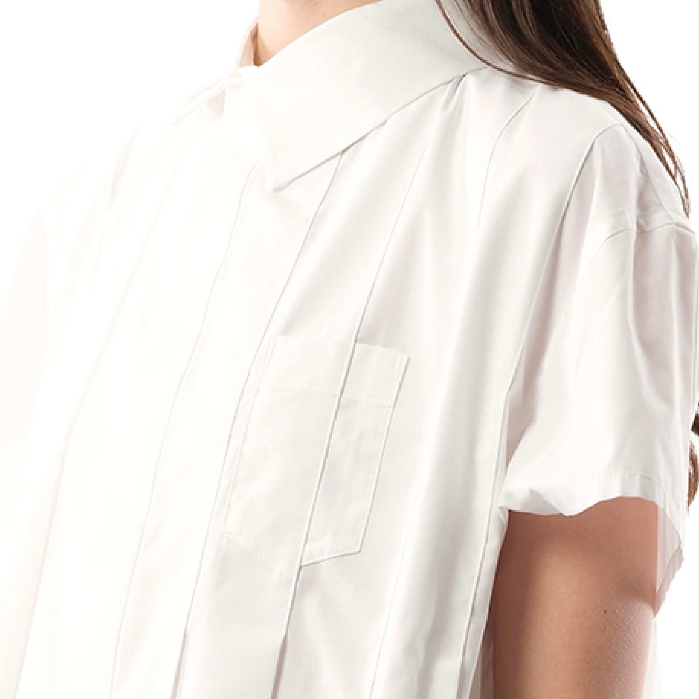 Asymmetric Cotton Poplin Shirt in Off White - 3