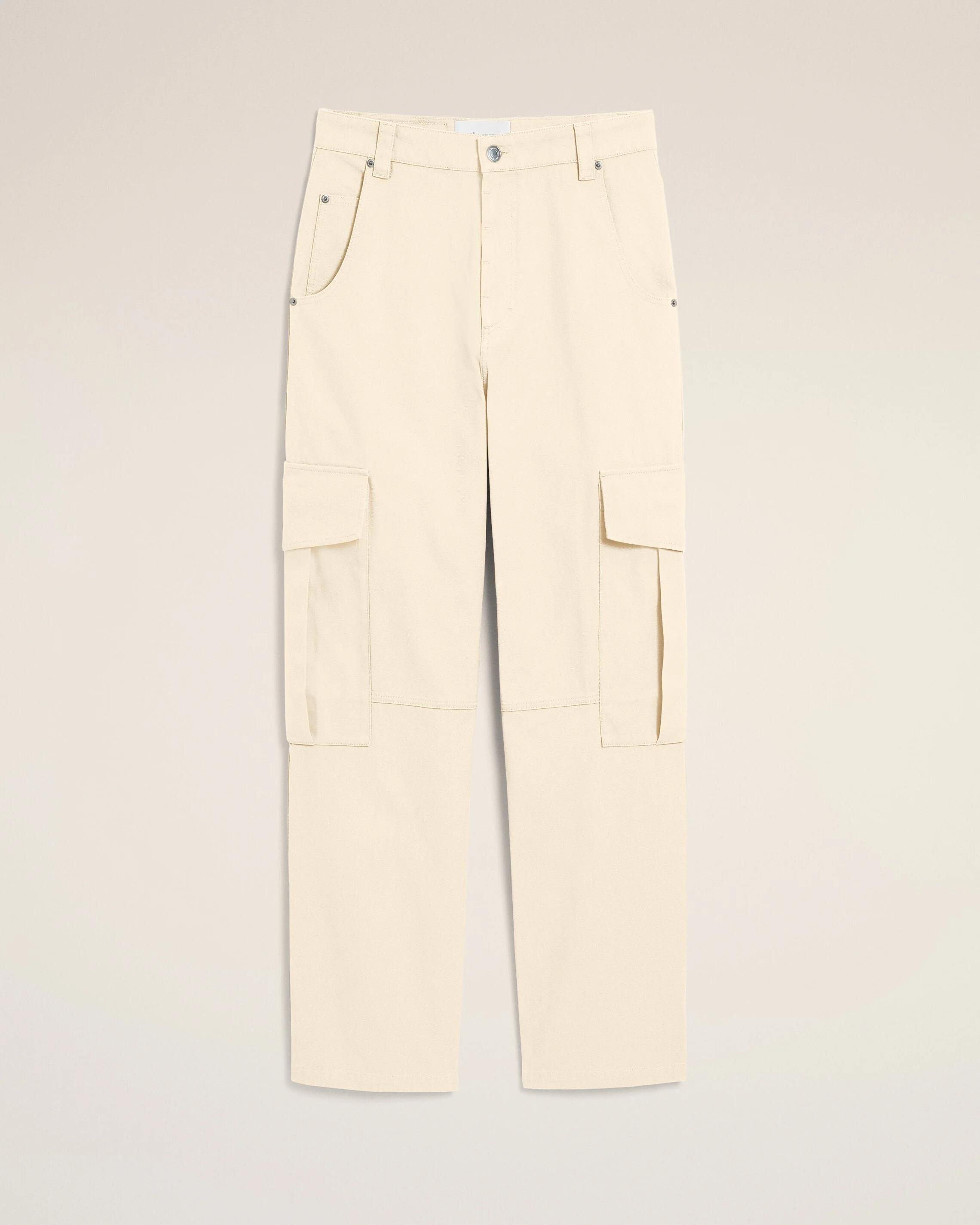 WHITE BAGGY-FIT CARGO COTTON TROUSERS - 1