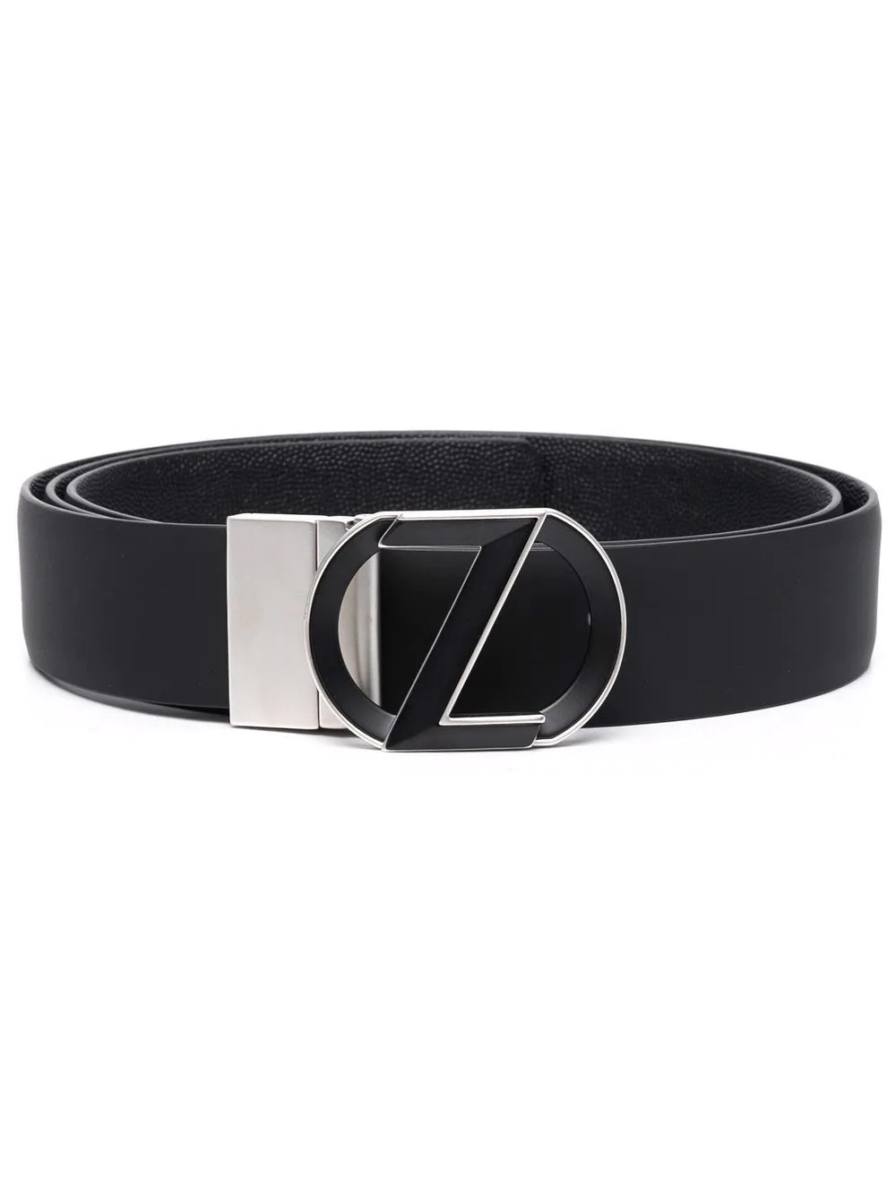 logo plaque leather belt - 1