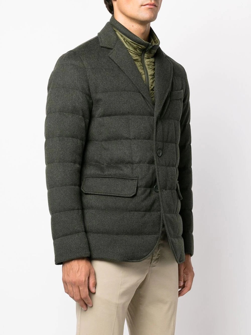 padded button-down jacket - 3