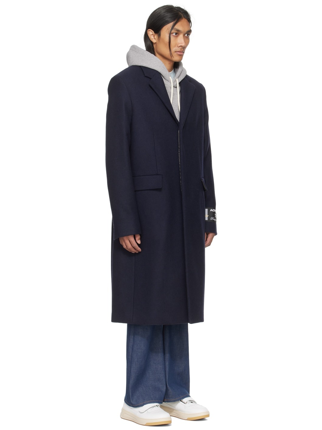 Navy Single-Breasted Coat - 2