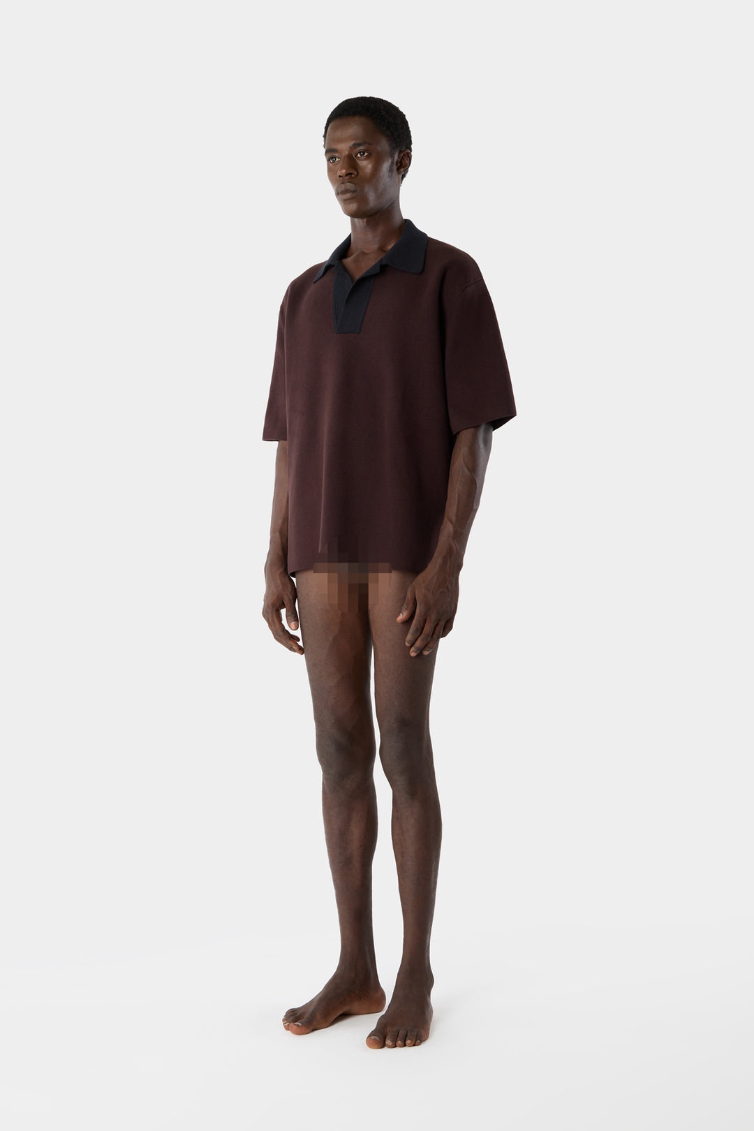 KNITTED POLO / moka brown - 4