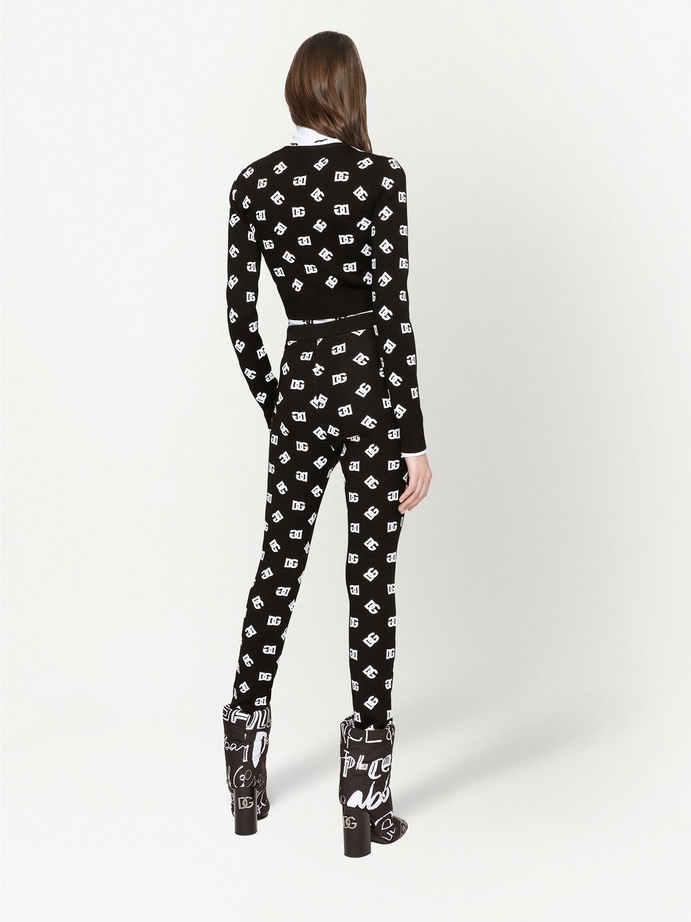 DG logo jacquard cropped sweater - 4